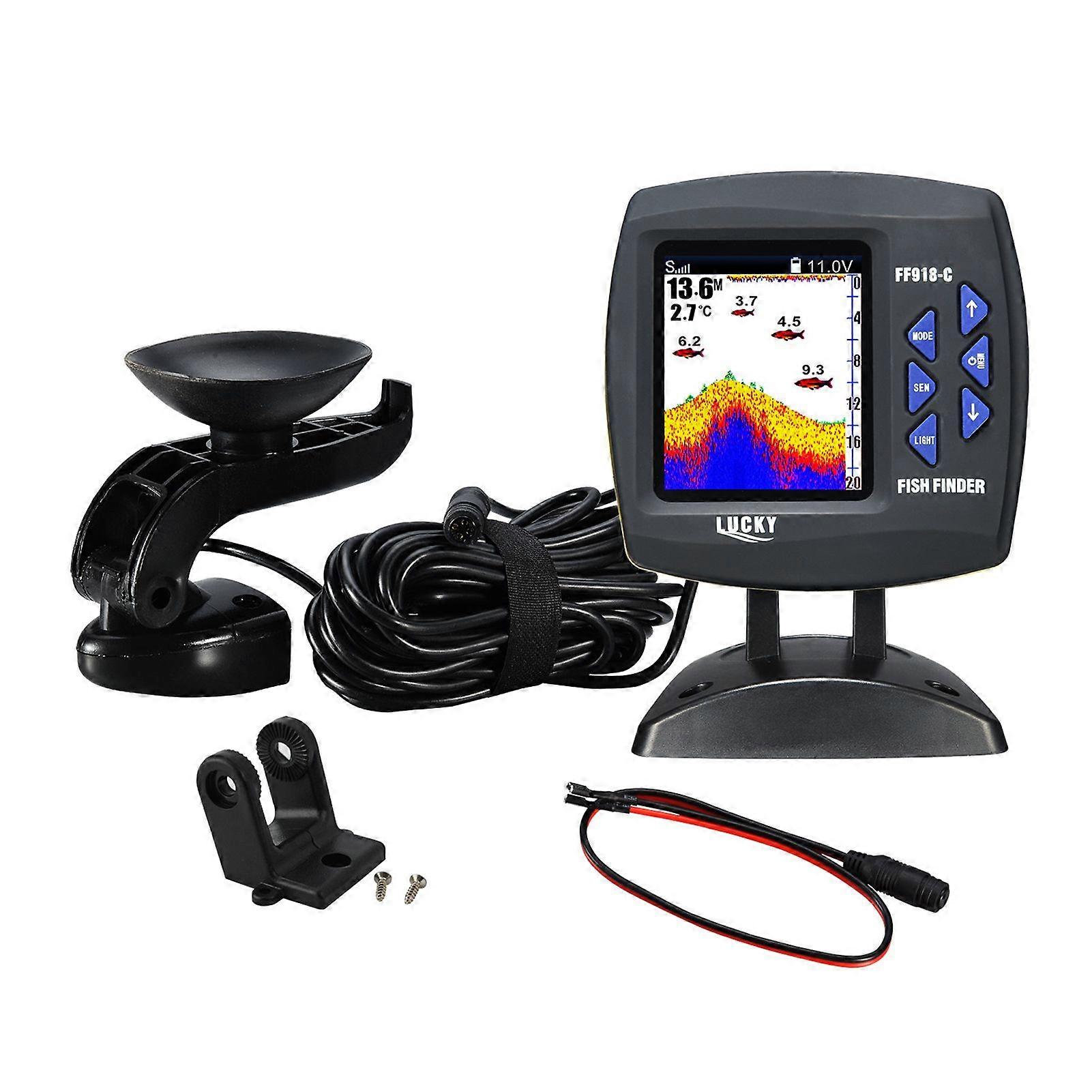 Fish Finder Wired Transducer Sensor Fishfinder 45 Degrees Underwater Fishing Camera Portable Fish Finder Waterproof Underwater Monitor LCD Fish Locato