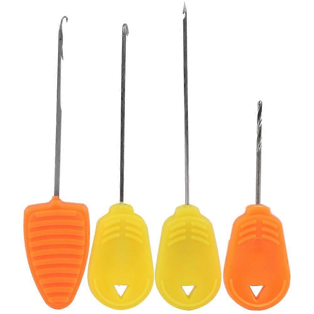 4PCS Carp Fishing Bait Drill Lure Needle Stainless Steel NonSlip Handle Rigging Tool Accessory