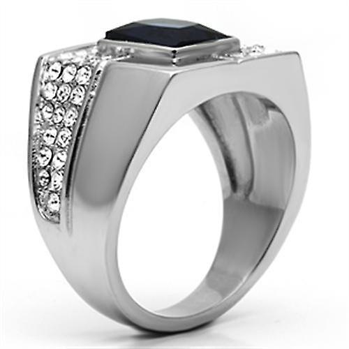 High polished (no plating) Stainless Steel Ring with Synthetic Synthetic Glass in Montana for Women Style TK587