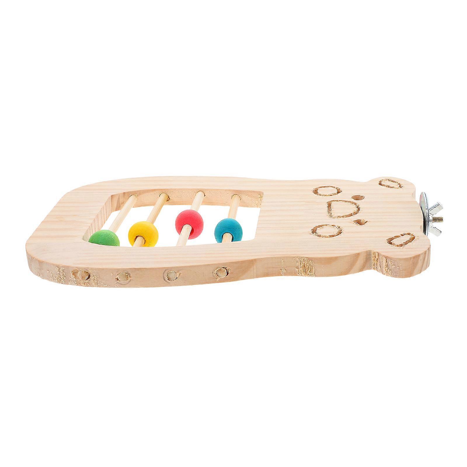 Wooden Parrot Perch Platform for Jumping Use 2Pcs with Colorful Beads