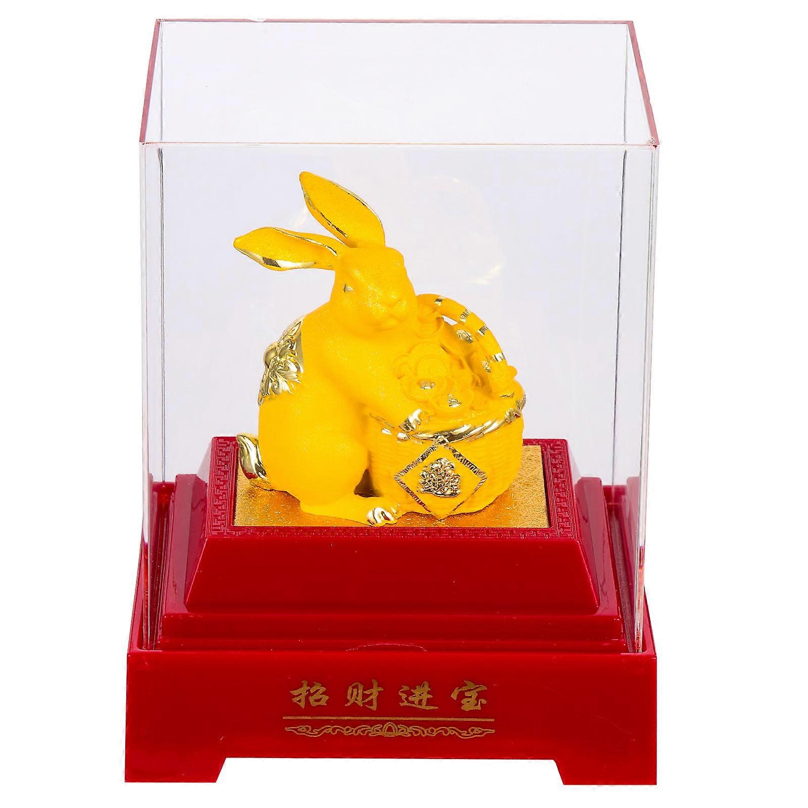 Rabbit Year Statue for Home Decoration New Year Red Resin Bunny Figurine
