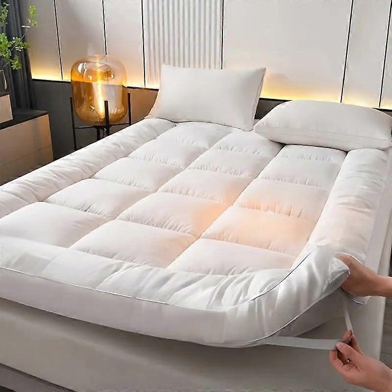 Mattress Topper Small Double Bed, Extra Thick 4 Inches / 10 Cm, Elasticated Corner Straps, Hypoallergenic Ultra Soft