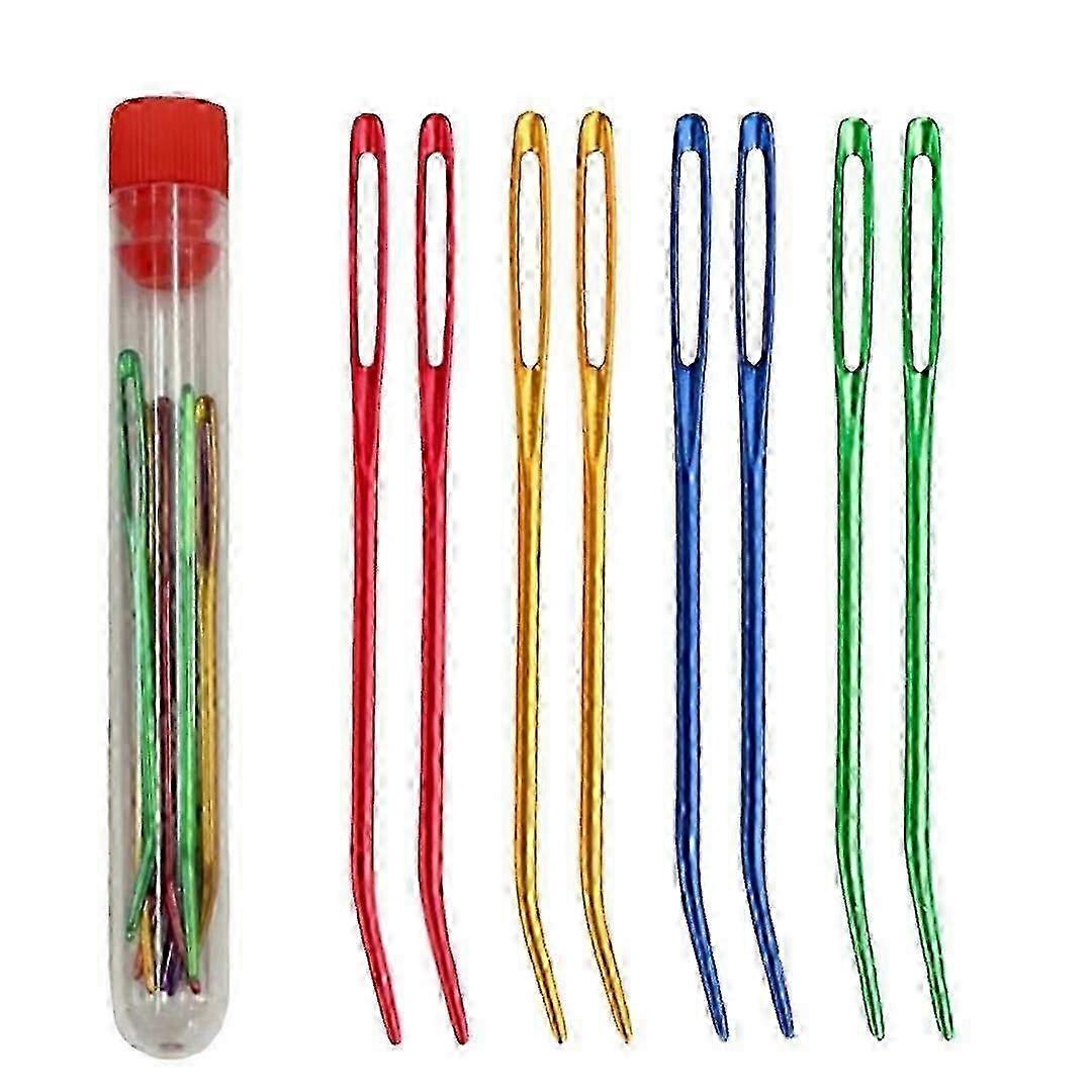 4 Pcs Wool Needles Colorful Bent Tip Tapestry Needles Large-Eye Aluminium Sewing Knitting Needles