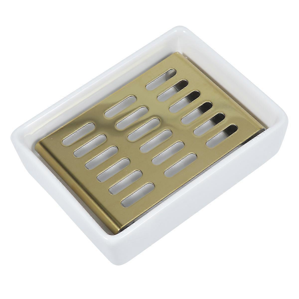 Soap Rack Ceramic Holder for Storage 2Pcs Stainless Steel Double Layer Design