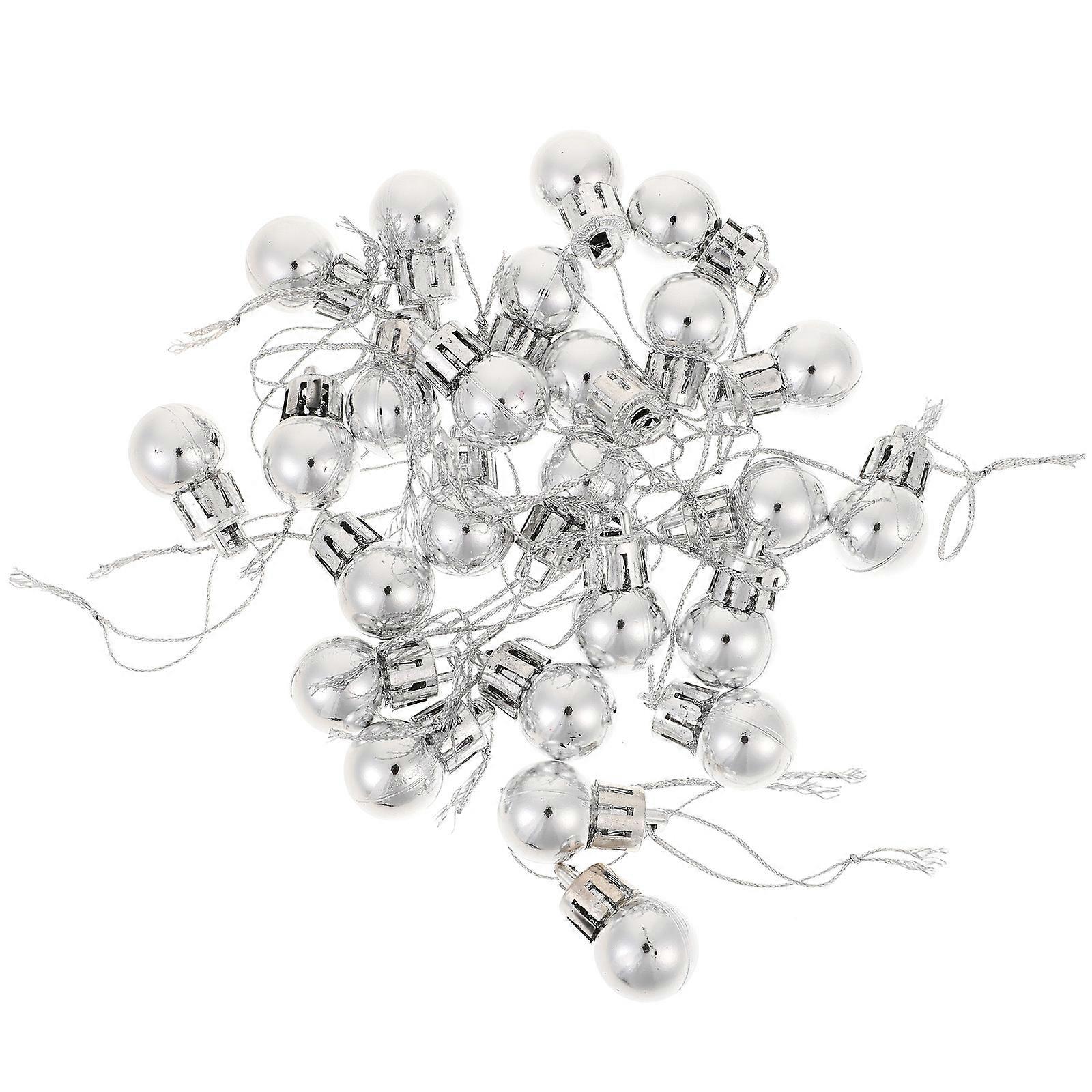 Xmas Tree Balls Christmas Pendant Silver 2Cm Decorative Props For Festive Atmosphere Creation 24Pcs