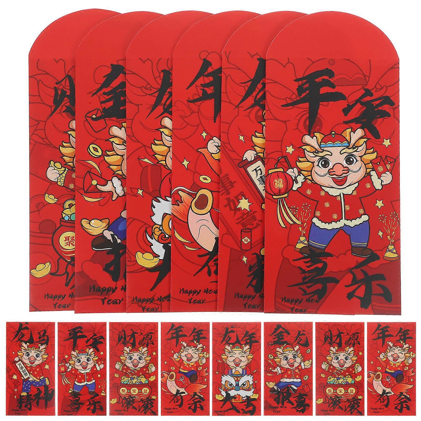 Red Envelope Chinese Paper Envelopes for Money Storage 24Pcs Set