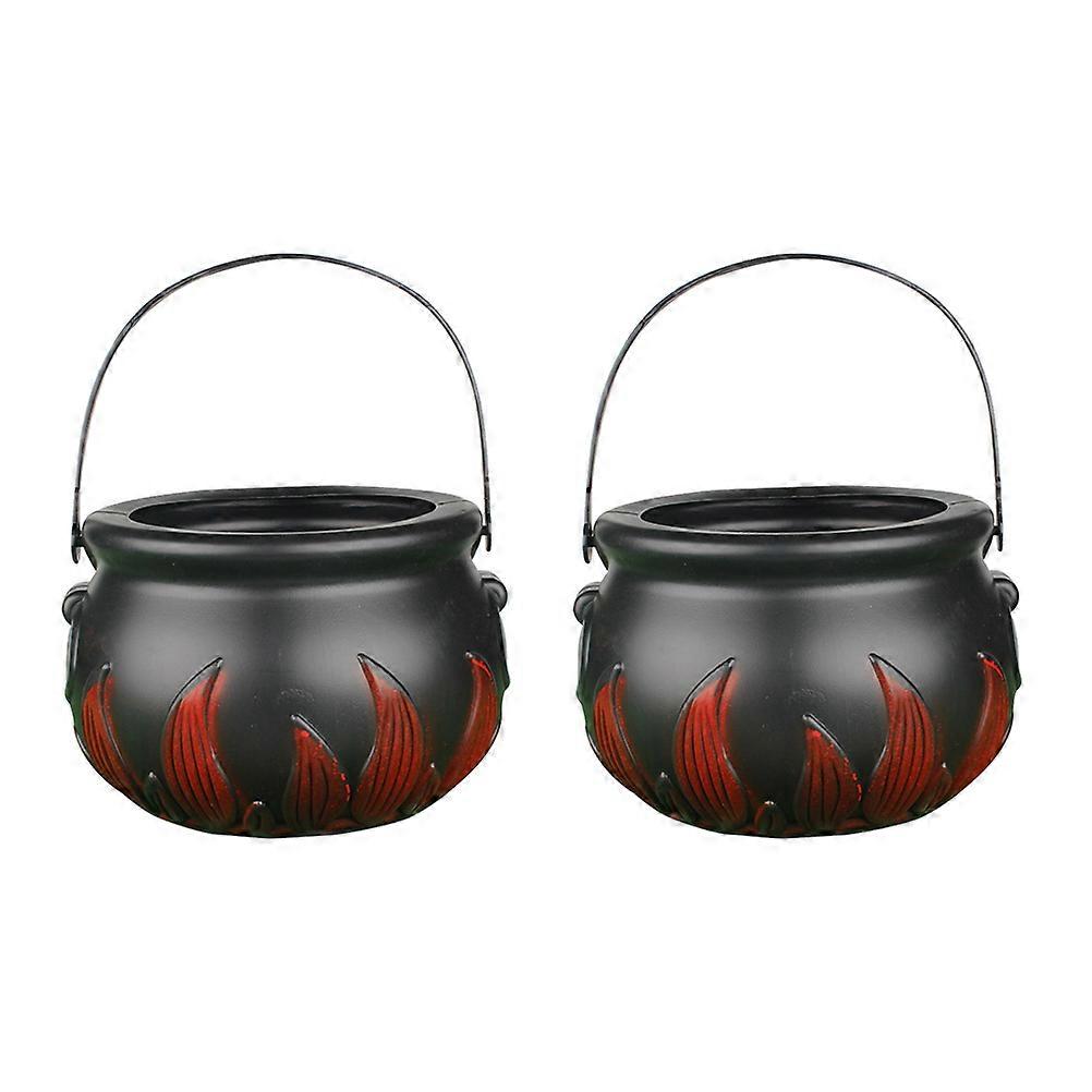 Black Plastic Cauldron Halloween Candy Bucket for Storage 6Pcs