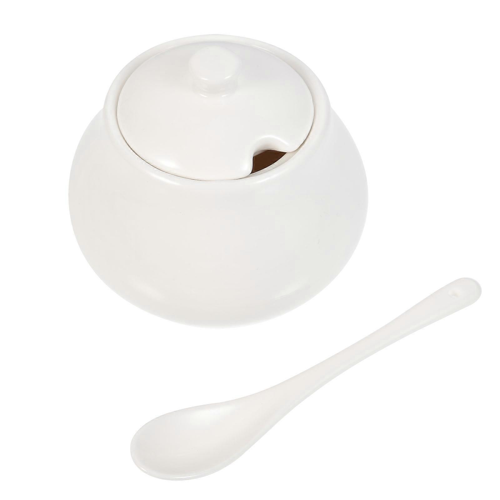 Ceramic Sugar Container Sugar Dispenser for Storage 2Pcs White Pack