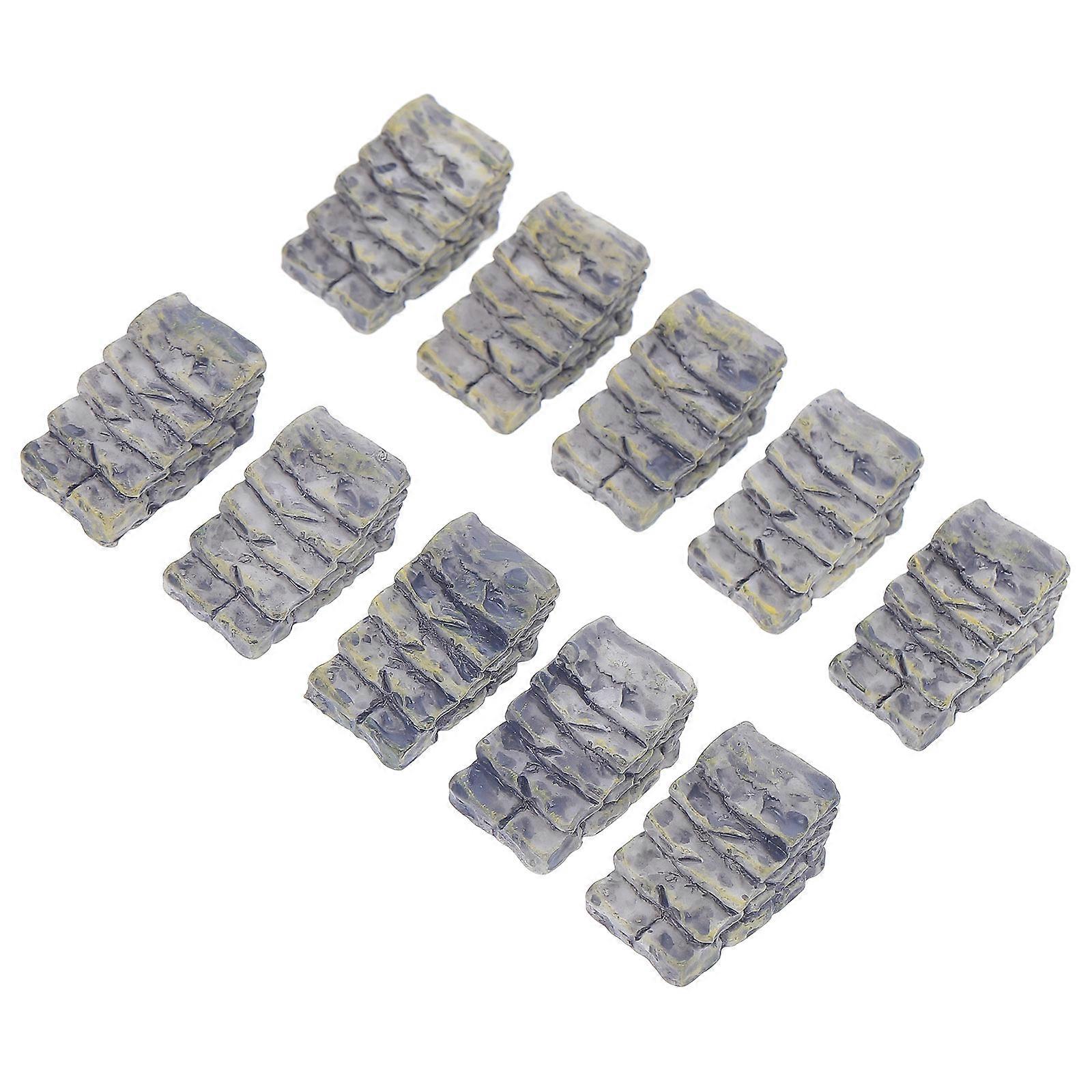 Resin Stone Figurines for Micro Landscape Decor 20Pcs Grey Resin Steps