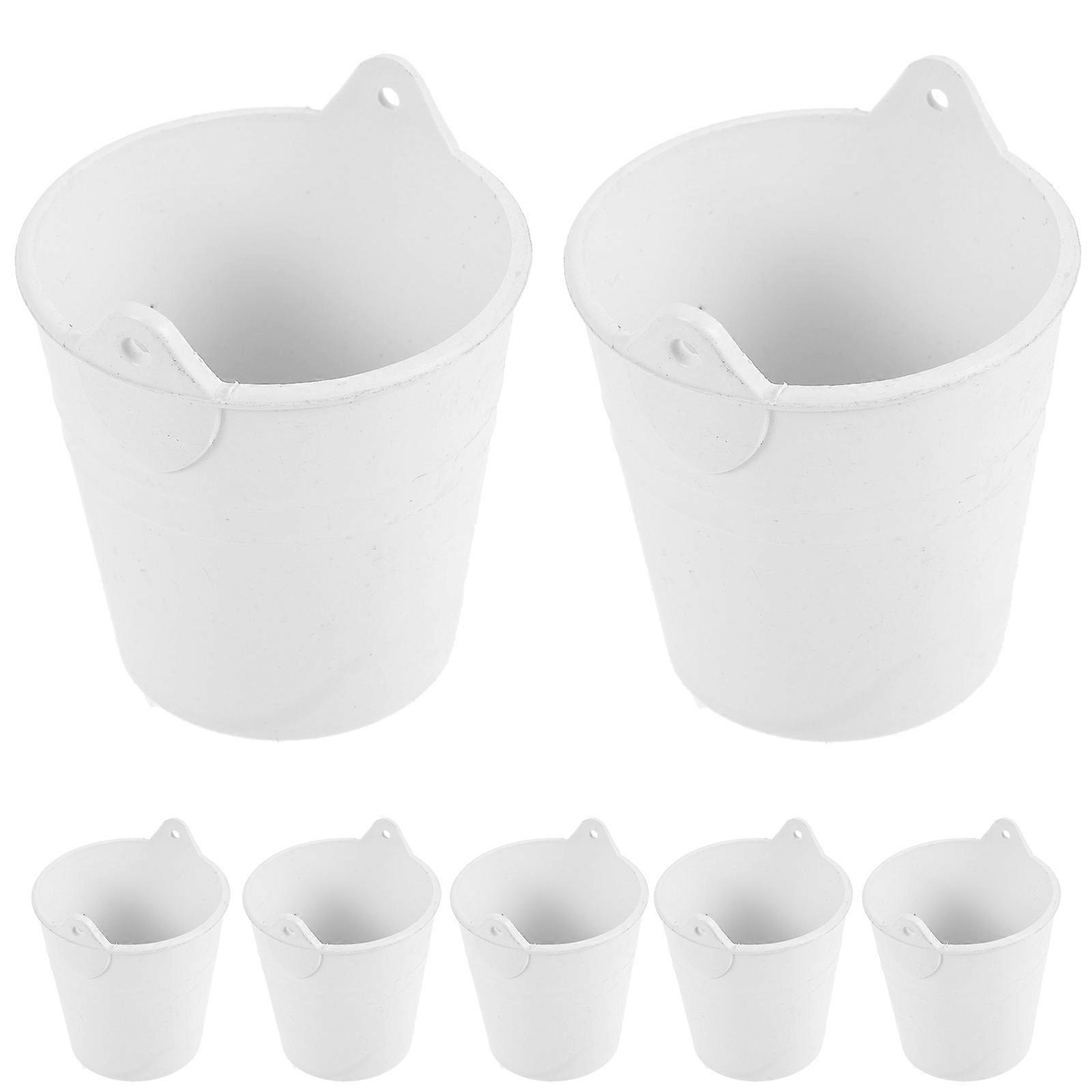 White Mini Bucket Plastic Buckets for DIY Craft 40Pcs Uncolored