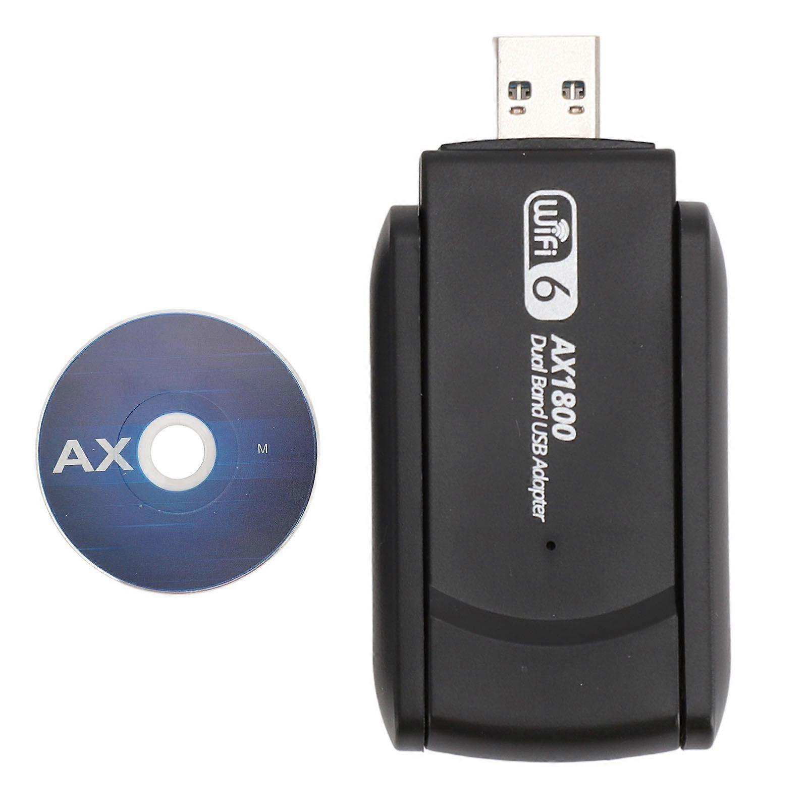 USB WiFi 6 Adapter 1800Mbps 2.4G 5G Dual Band Wireless Network Adapter for Windows 10 11