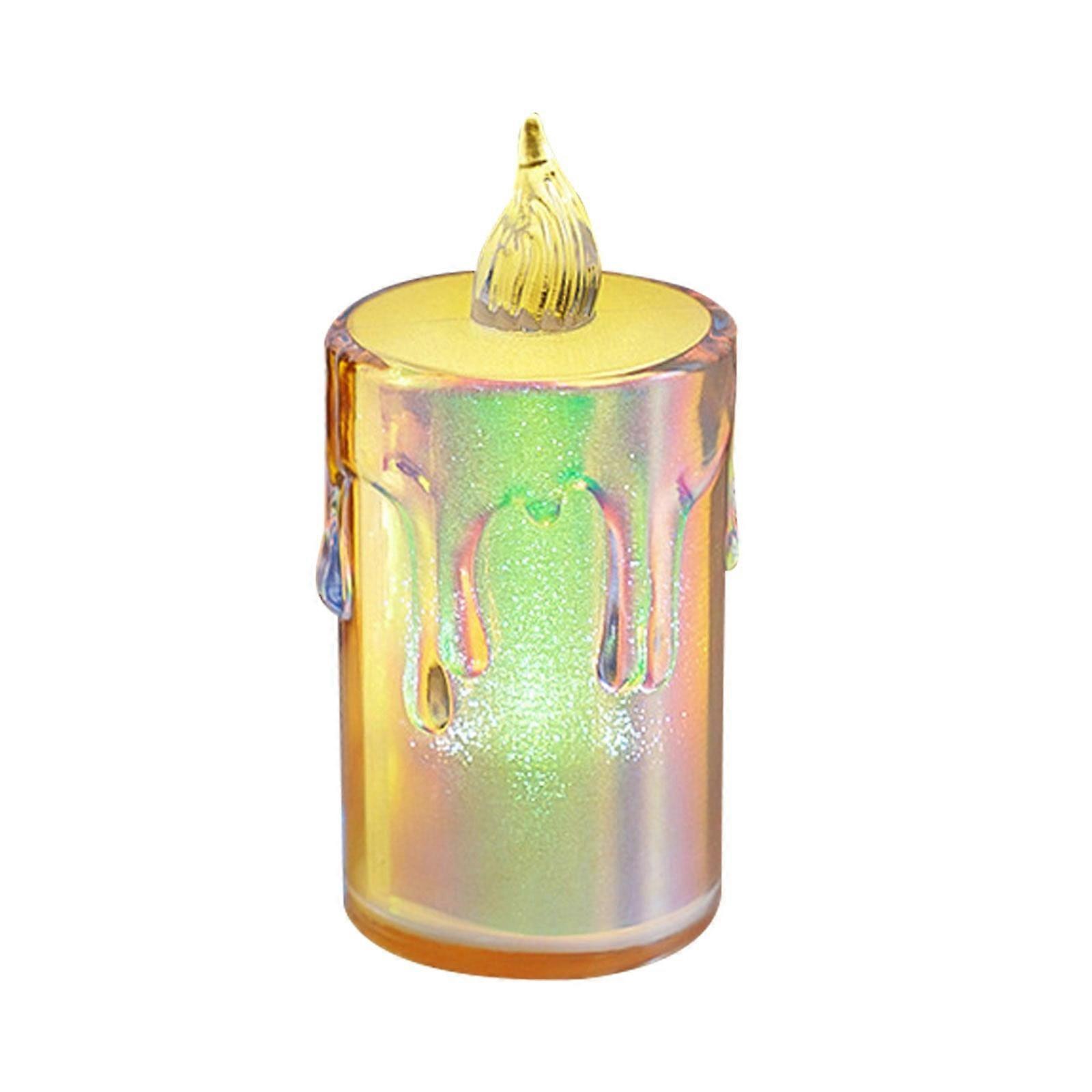 SLYNSHome LED Flameless Candles 3.07" with 3D Flame, Battery Operated, Iridescent Xmas Candle Lamps for Home Decor, Window, Table, compatible with