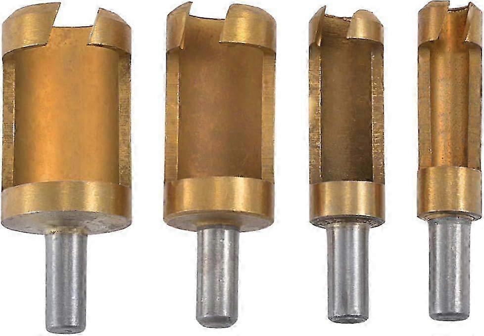 4 X Titanium Coated Wood Plugs - Wheel Bit Set - Dowel Set 1/4 3/8 1/2 5/8 -