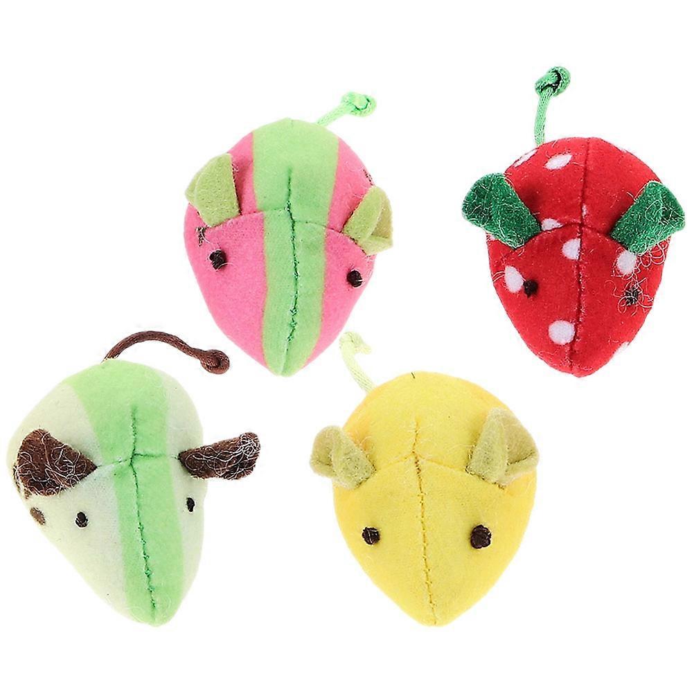 Fruit Mice Cat Toys Plush Mouse Kitten Toys Interactive Play Set 16Pcs