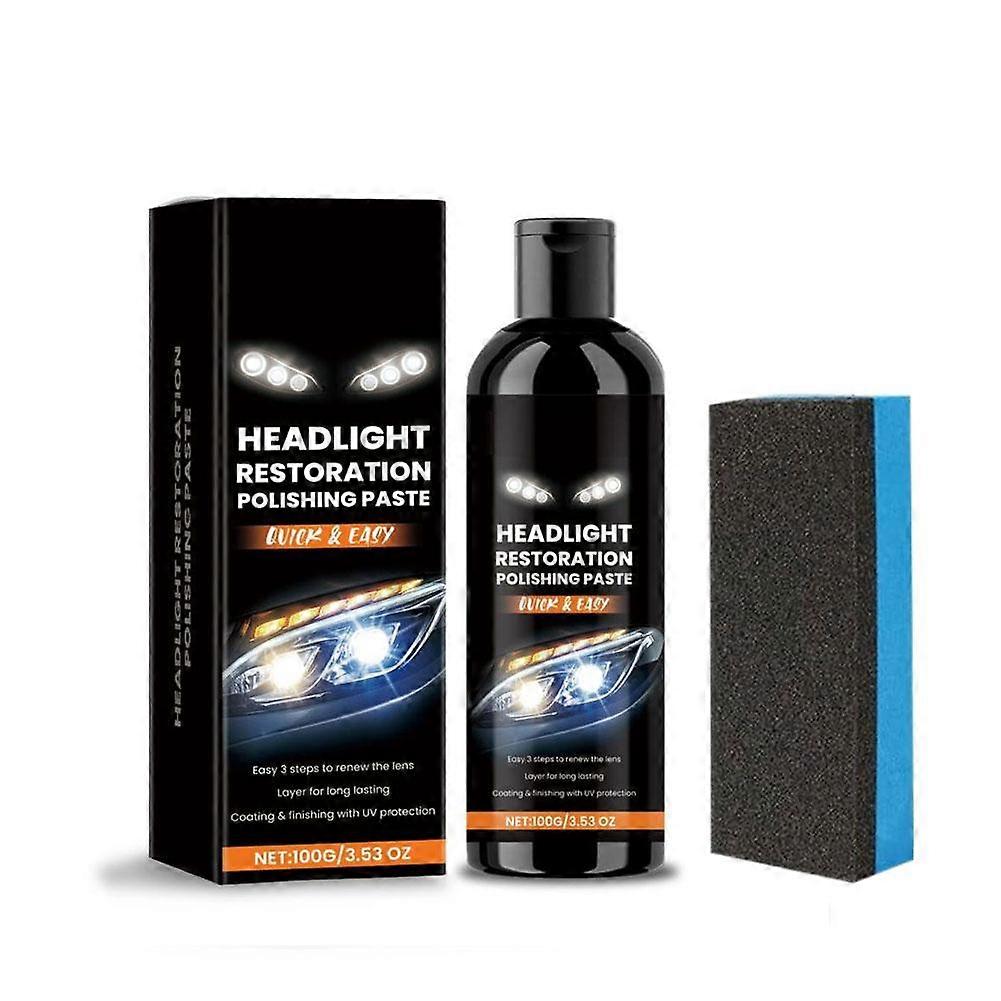 Headlight Restoration Kit 3X Faster Polishing Paste Easy Apply Car Lens Cleaner