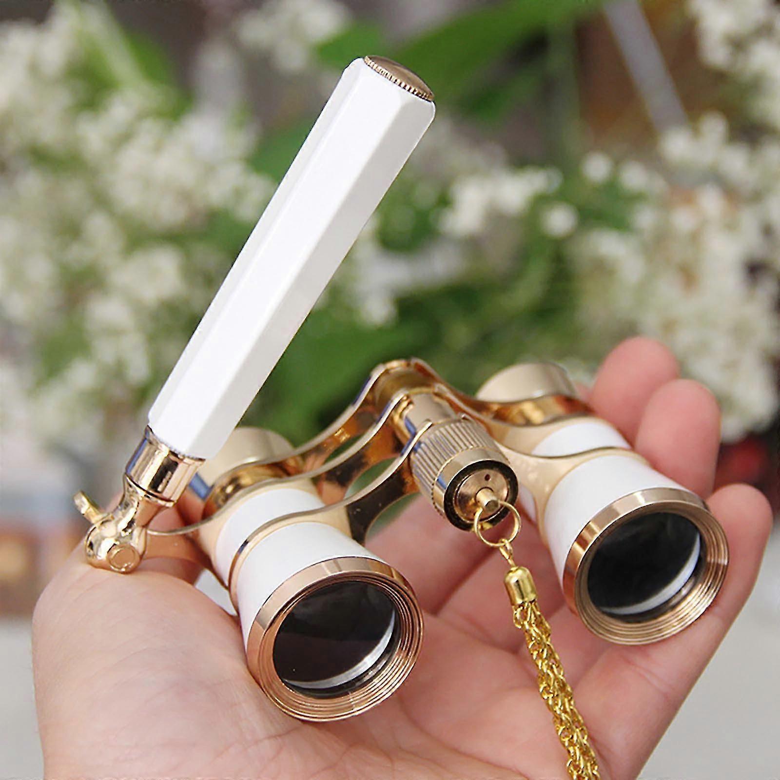 大人のための双眼鏡オペラメガネ3x25すべての金属の白いクロムは広い焦点の角度および高精細の夜間視界の双眼鏡を付けました