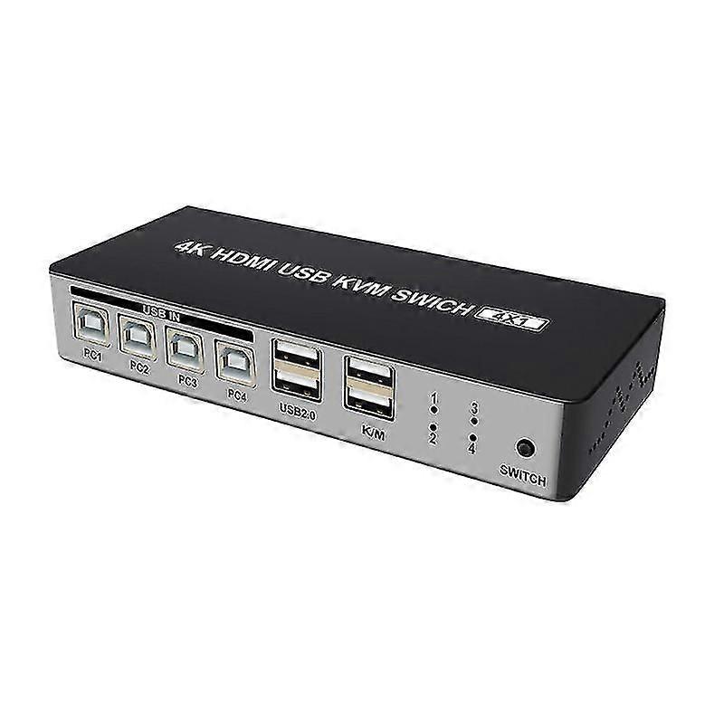 4k Hd Hdmi Kvm Switch Divider 4 In 1 Out Four Ports Shared Display Keyboard And Mouse Printing U Disk Hot Key Cutting