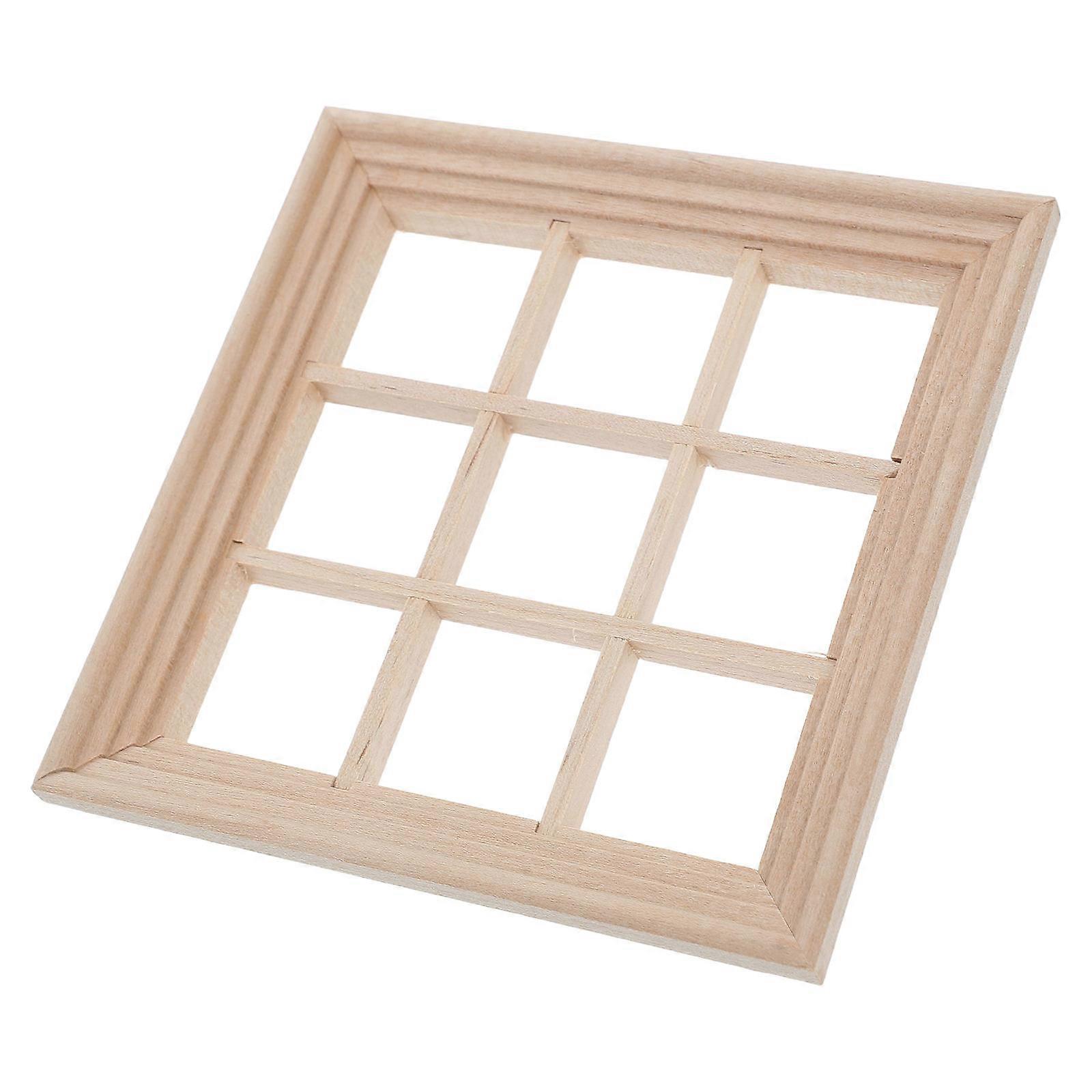 Miniature Dollhouse Window Frame Model For Dollhouse Enthusiasts In Square Design With Beige Color For DIY Assembly 1Set