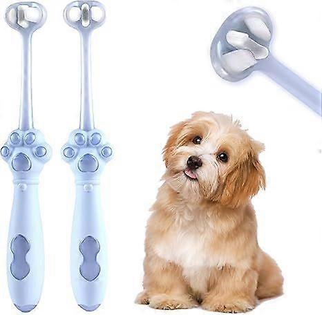 2-Pack 3-Sided Dog Toothbrush, Puppy Toothbrushes with Unique Bristle Technology, Oral Care for Pets, for Medium and Small Dogs