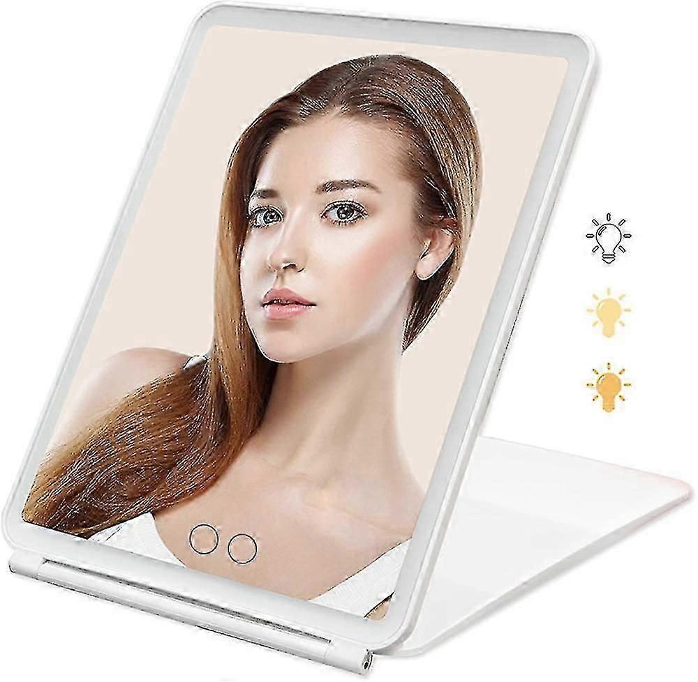 Makeup Mirror with LED Light,USB Rechargeable Travel Mirror(white,19.2*13*1.7CM)