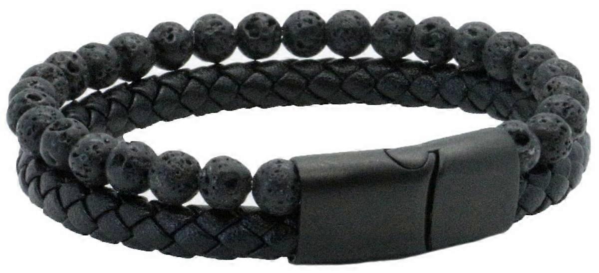 David Van Hagen Bead and Leather Bracelet - Black