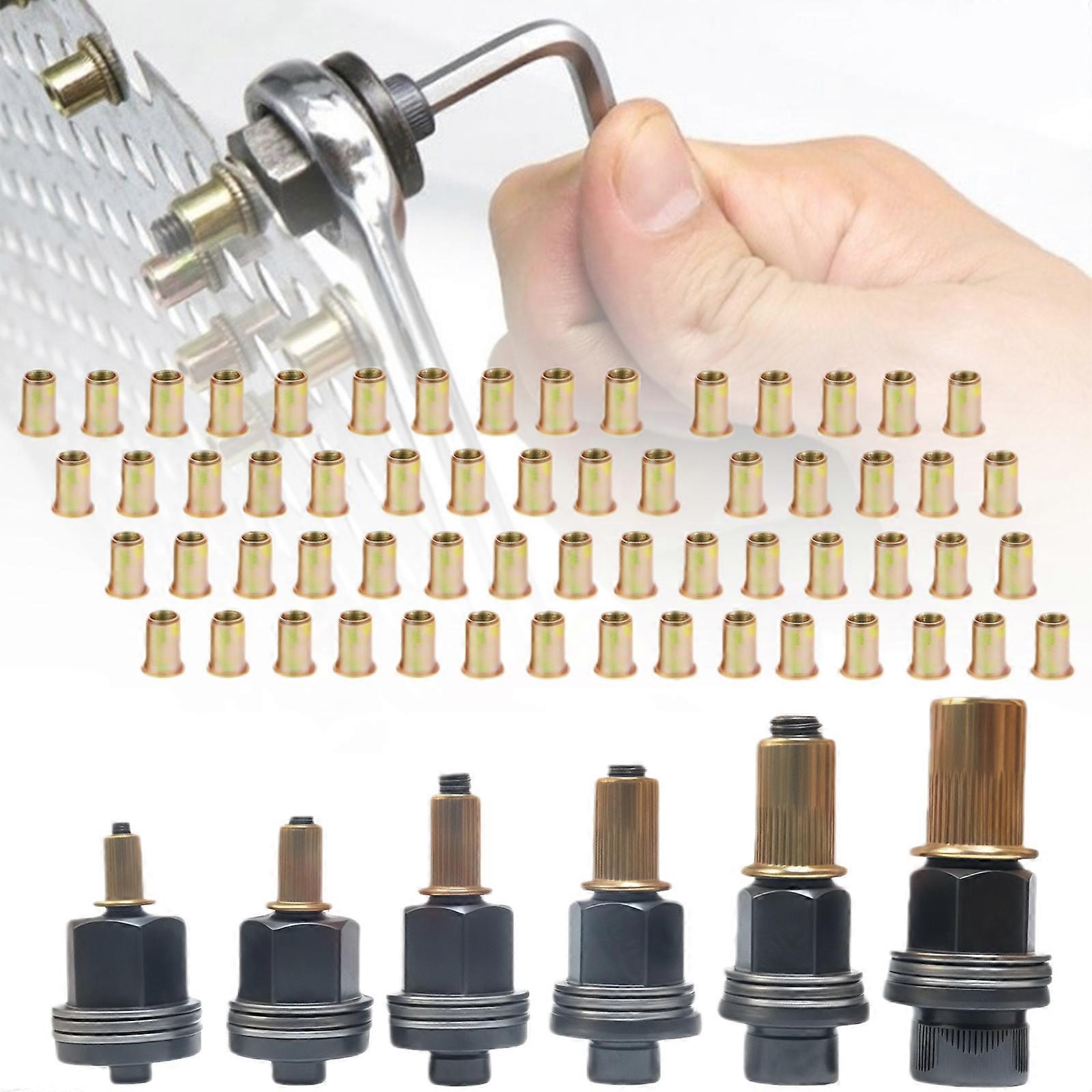 66Pcs 3mm -10mm Industrial Carbon Steel Rivet Nuts Complete Fastener Set Simple Installation for Multiple Surfaces Applications Multicolor