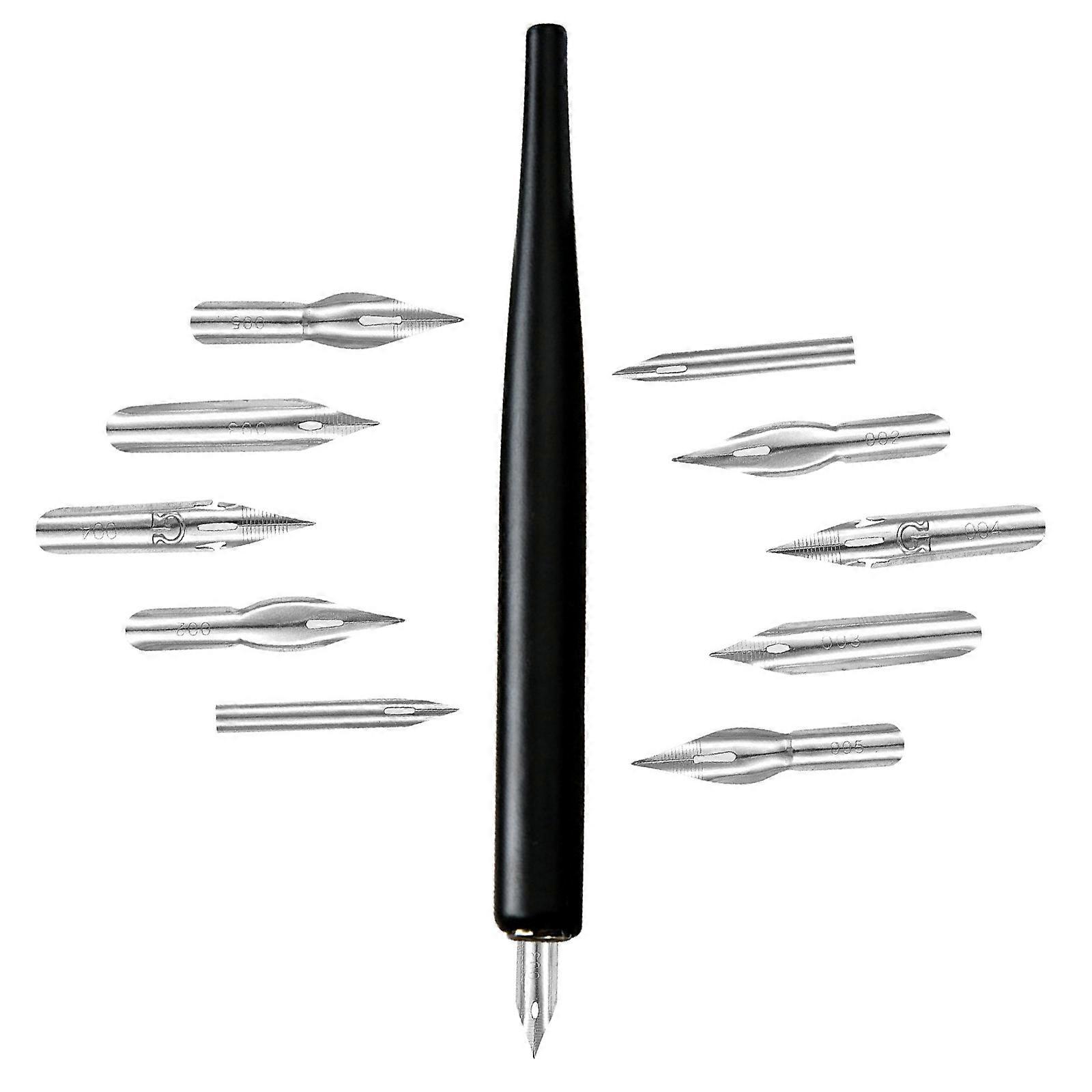 Dip Pen Holder and 5 Replaceable Pen Tip Set Wood Dip Pen Holder for Beginner Drawing Handwriting Lettering Sketching Multicolor