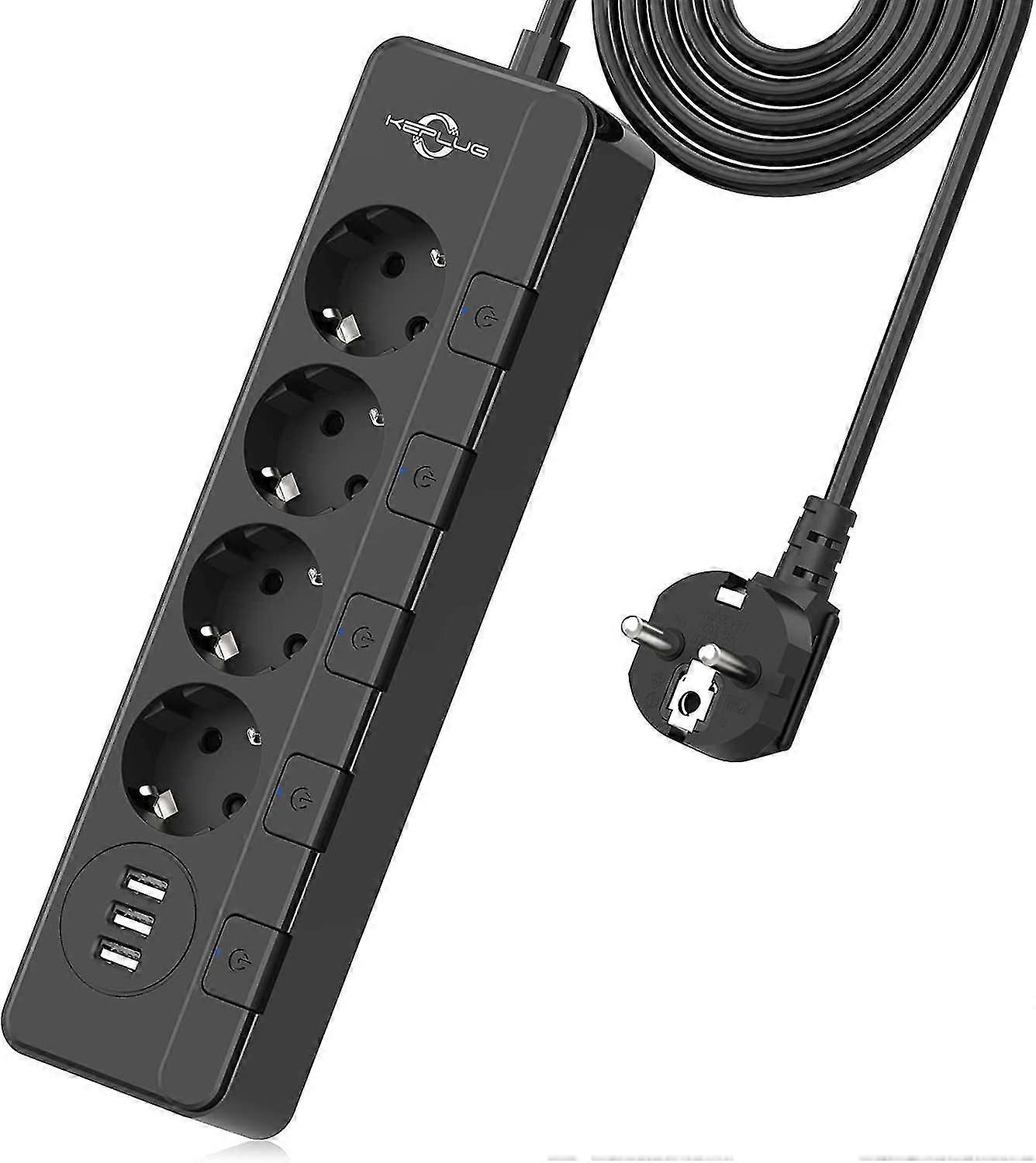Power Strip 4000w/16a, Usb Power Strip With 4 Outlets And 3 Usb Ports (2.4a), Power Strip With Individual Switches 2m Cord  stcyv