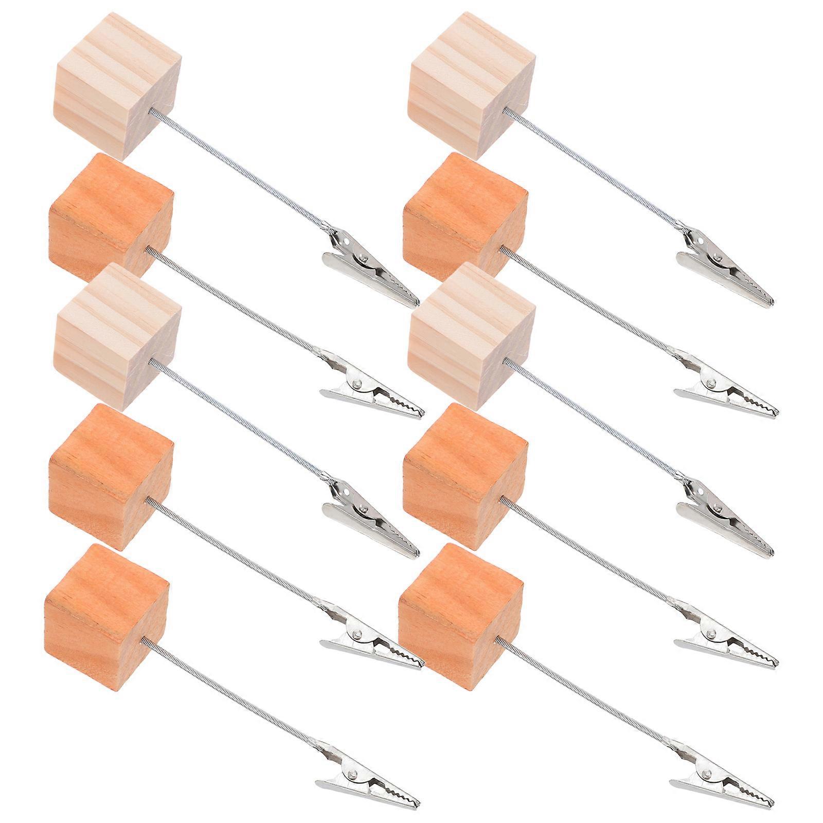20Pcs Memo Holder Wooden Clips for Event Decoration with Compact Square Base and Assorted Color Features
