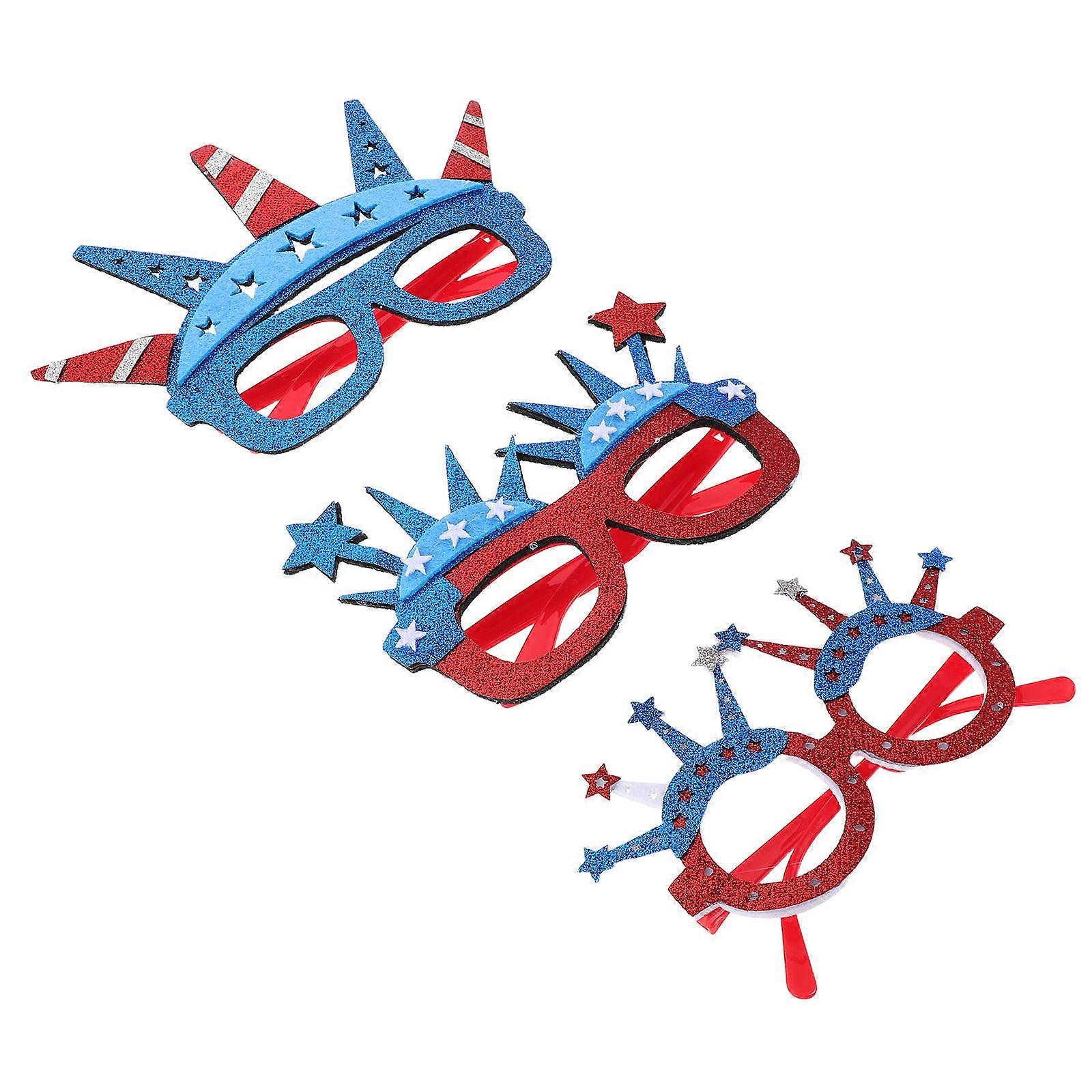 Independence Day Glasses Red White Multi Color 3Pcs for 4th of July