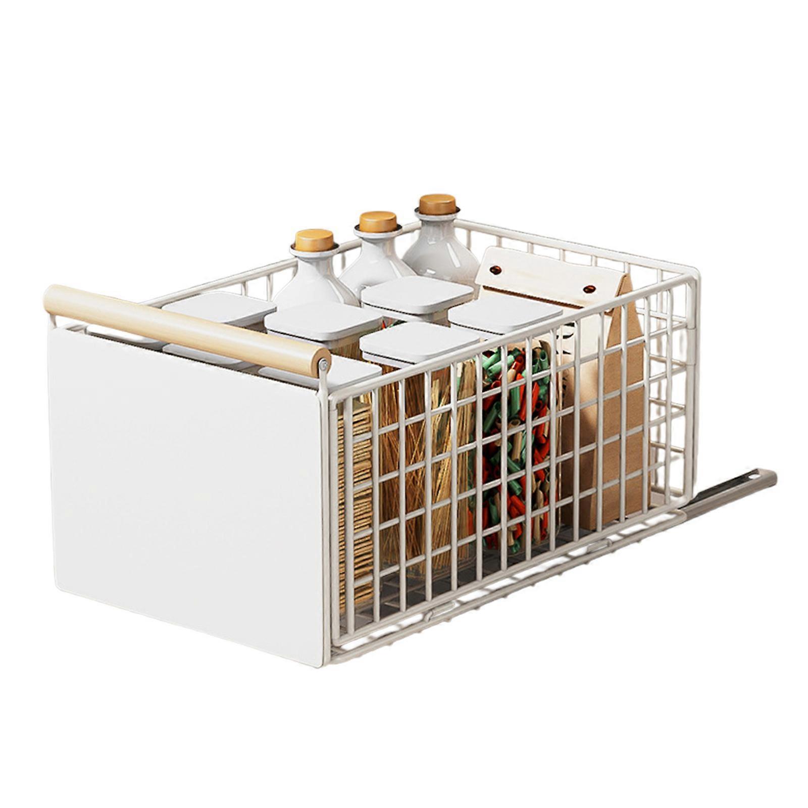 Extendable Under Counter Storage Rack No Tools Required Expandable Drawer System For Kitchen Cabinets Organize Condiments Household Items  White