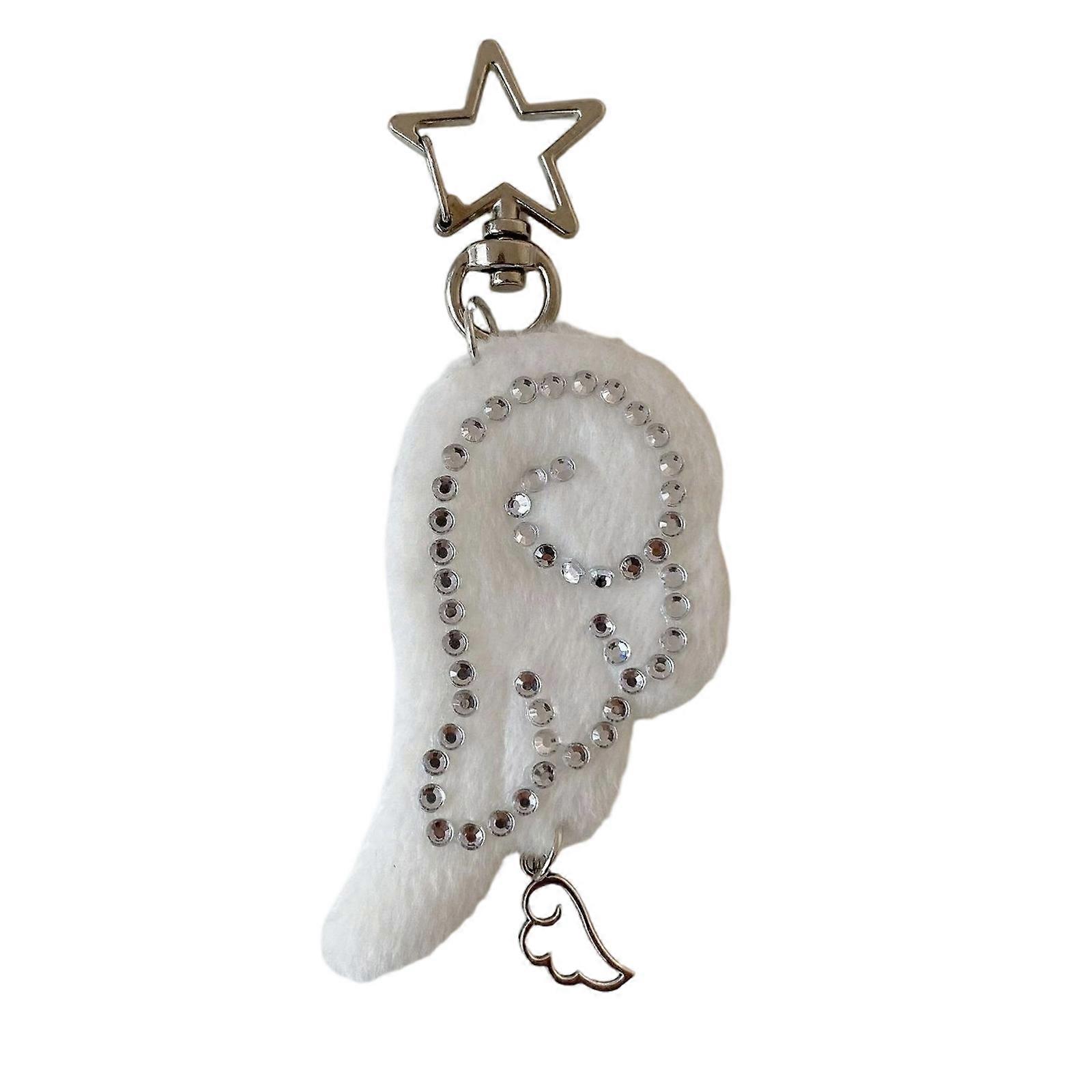 Secure Fabric Keychain Wing Shaped Rhinestones Embellishment Stylish Practical Choice For Daily Essential Multicolor
