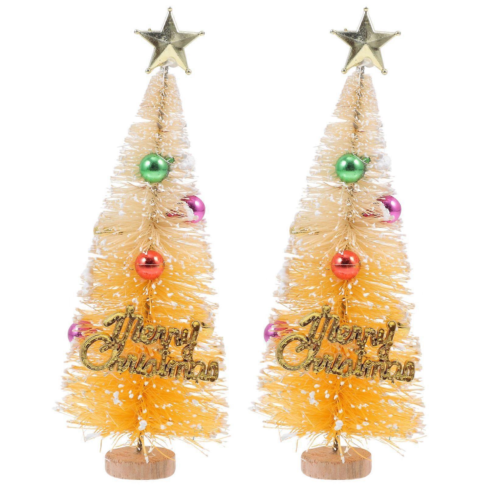 2Pcs Decorative Artificial Tree Ornaments Adorable Desktop Tree Adornments