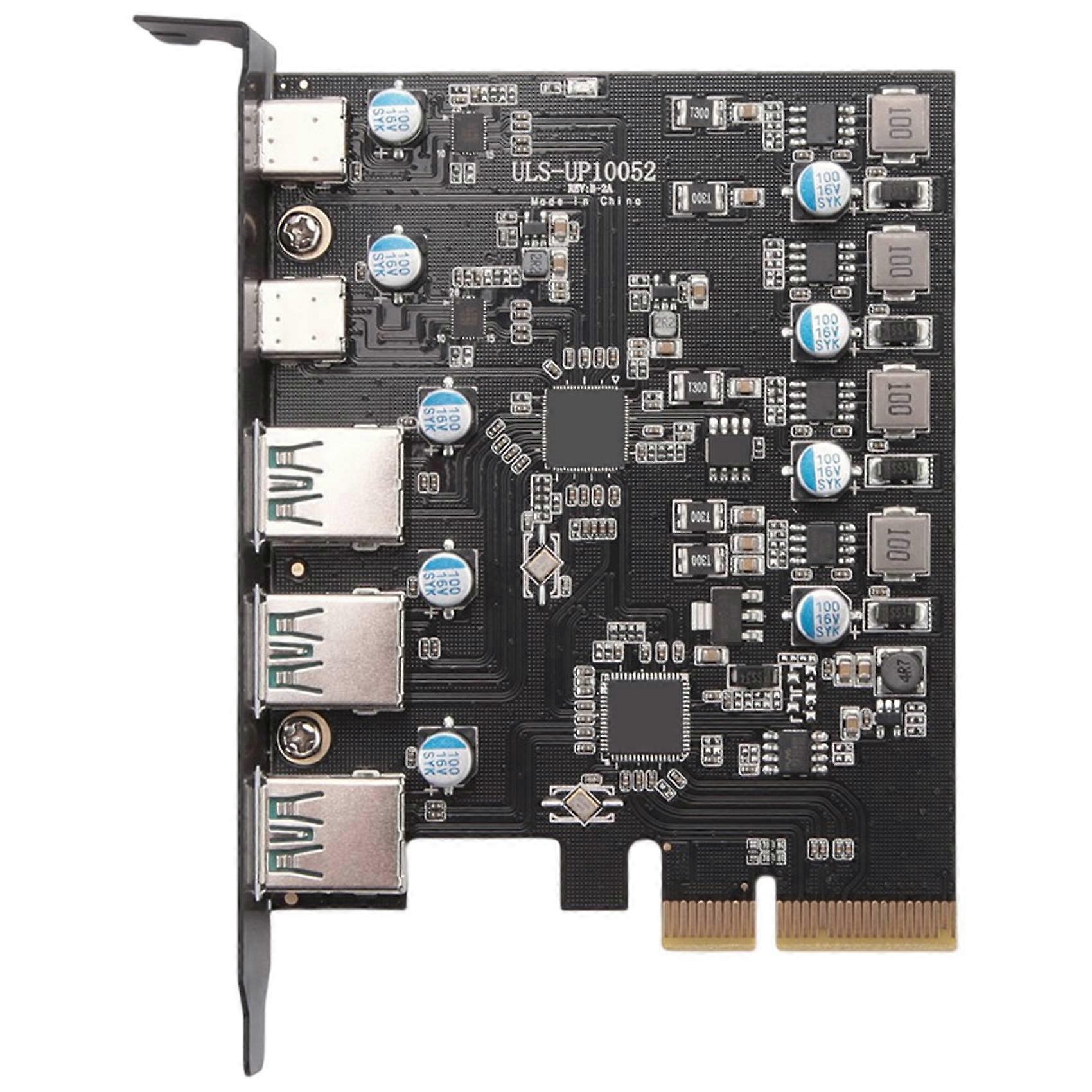 PCIe to USB 3.2 Gen 2 Card with 10Gbps Bandwidth 5-Port (3X USB-A -2X USB-C) Converter PCIE Splitter for Windows 10/8