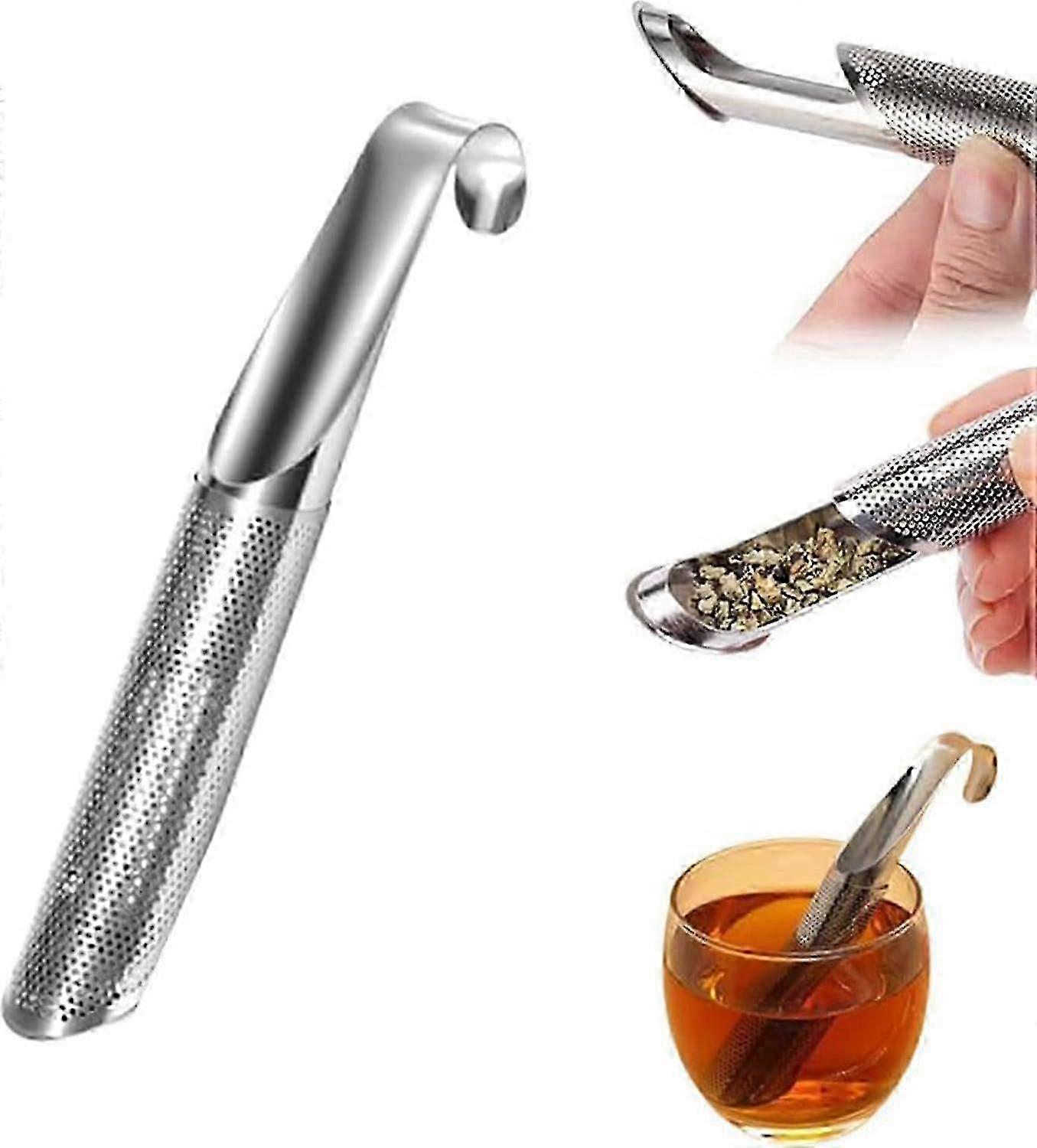 Stainless Steel Tea Infuser, Mesh Strainer Tea Diffuser with Hanging Hook Handle for Loose Leaf Tea