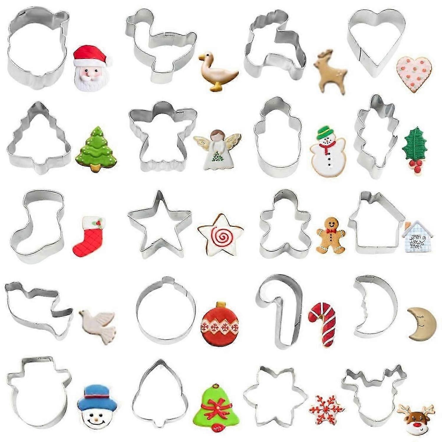 Kakformar julmotiv 20-pack i rostfritt stål