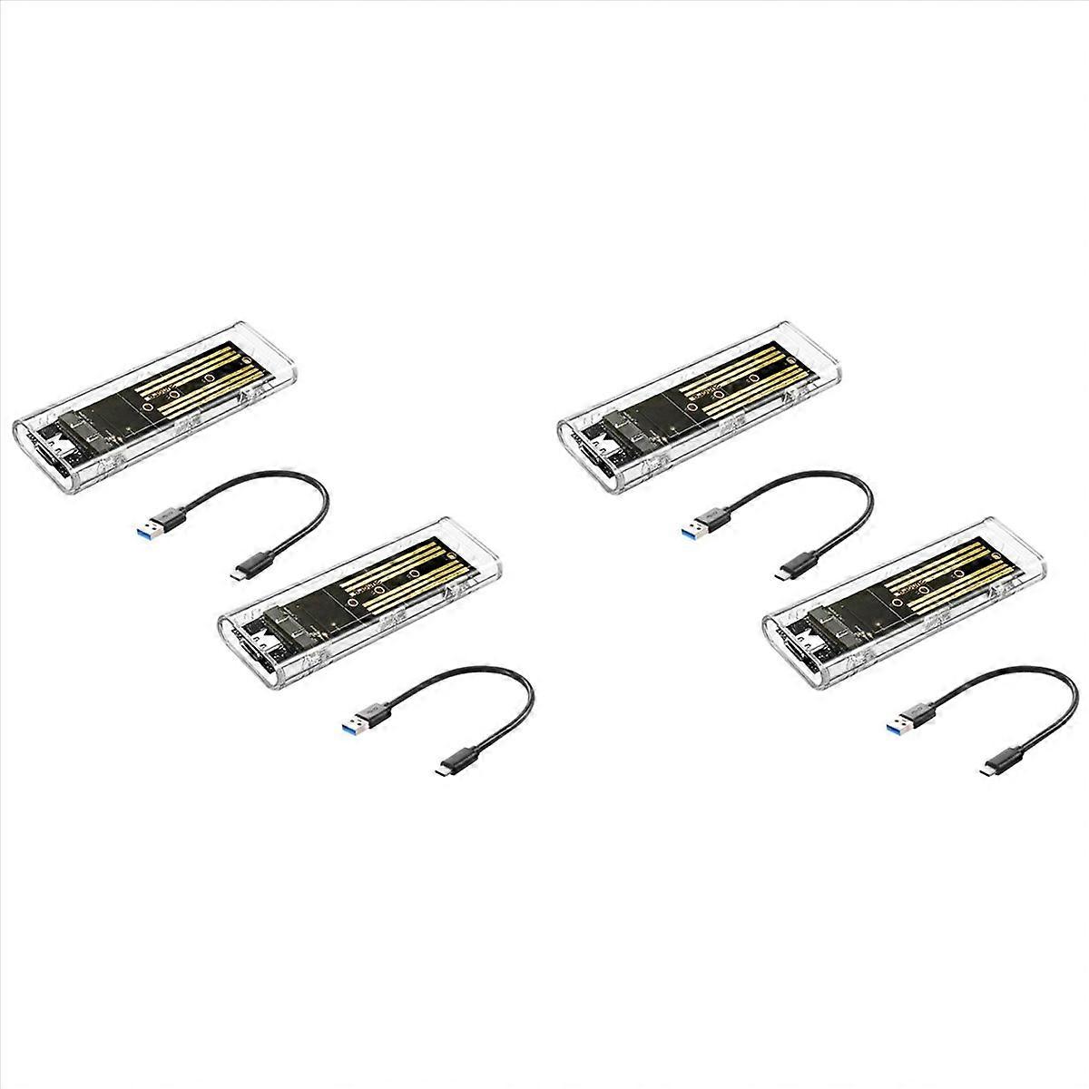 4PCS M2 SSD Case M.2 NVME SSD Enclosure Portable USB3.1 Type-C SSD Transparent Hard Disk Case 5Gbps 