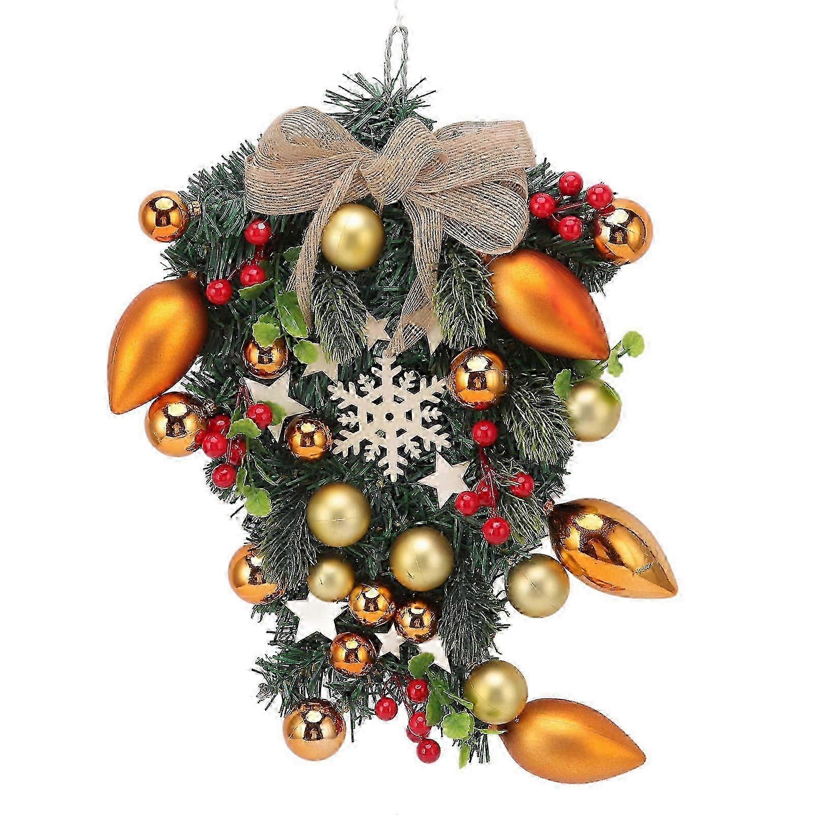 Reusable Door Wreath for Christmas with Teardrop Shape and Leaves