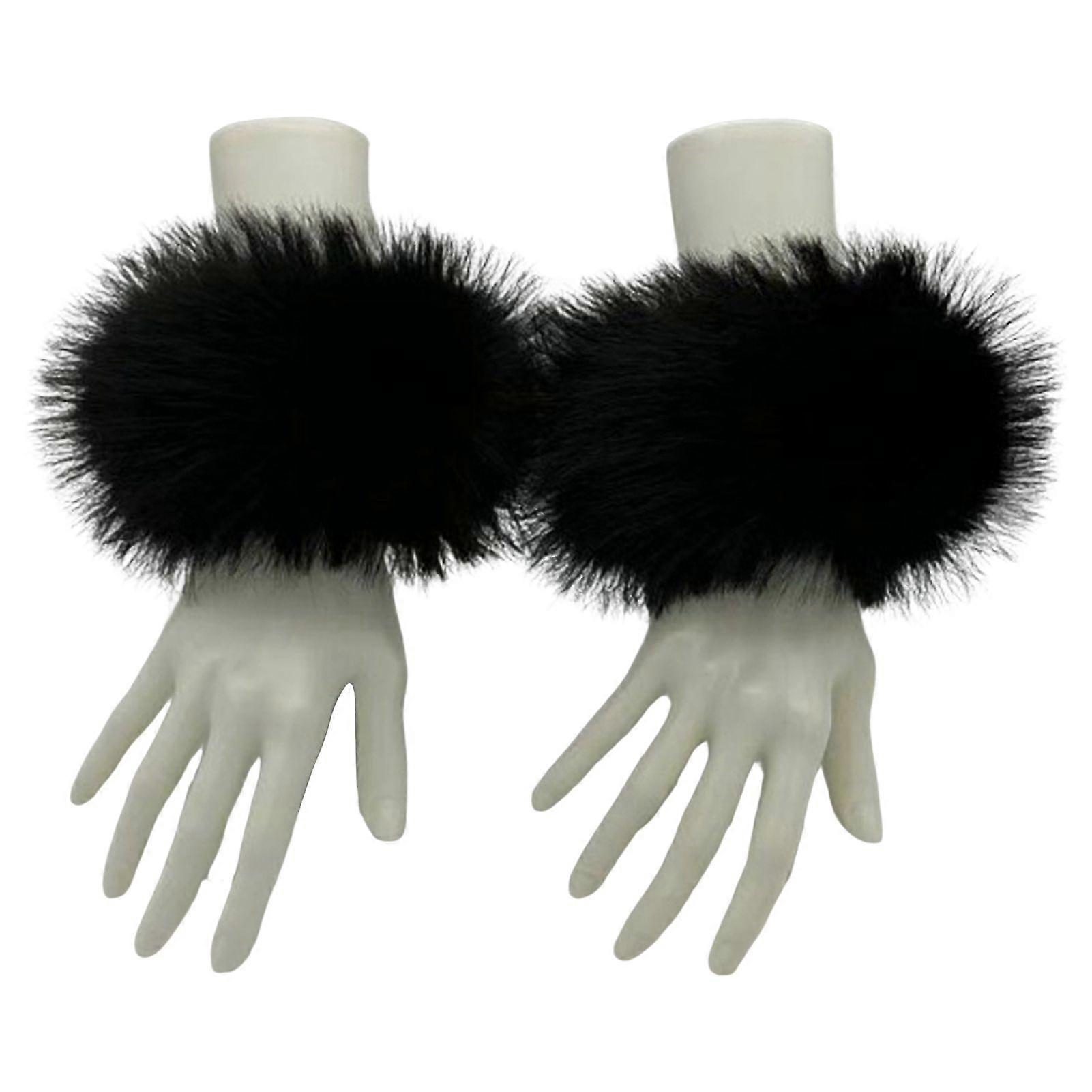 Jikaix 1 pari tekoturkisranteen lämmittimiä, pörröiset naisten pehmoiset hihansuut, tuulenpitävät lämpöasusteet takeille, neuleille