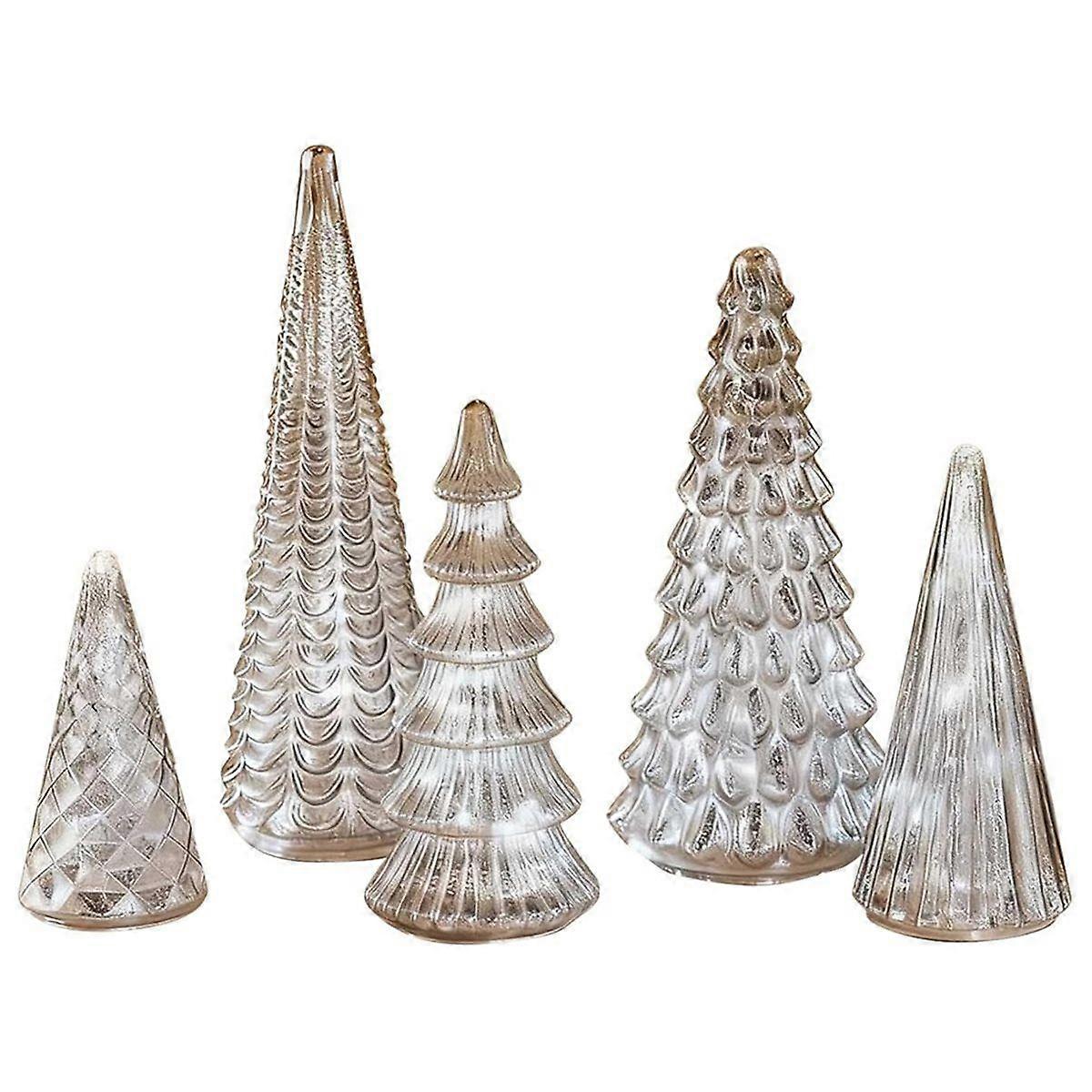 5PCS Illuminated Mercury Glass Trees