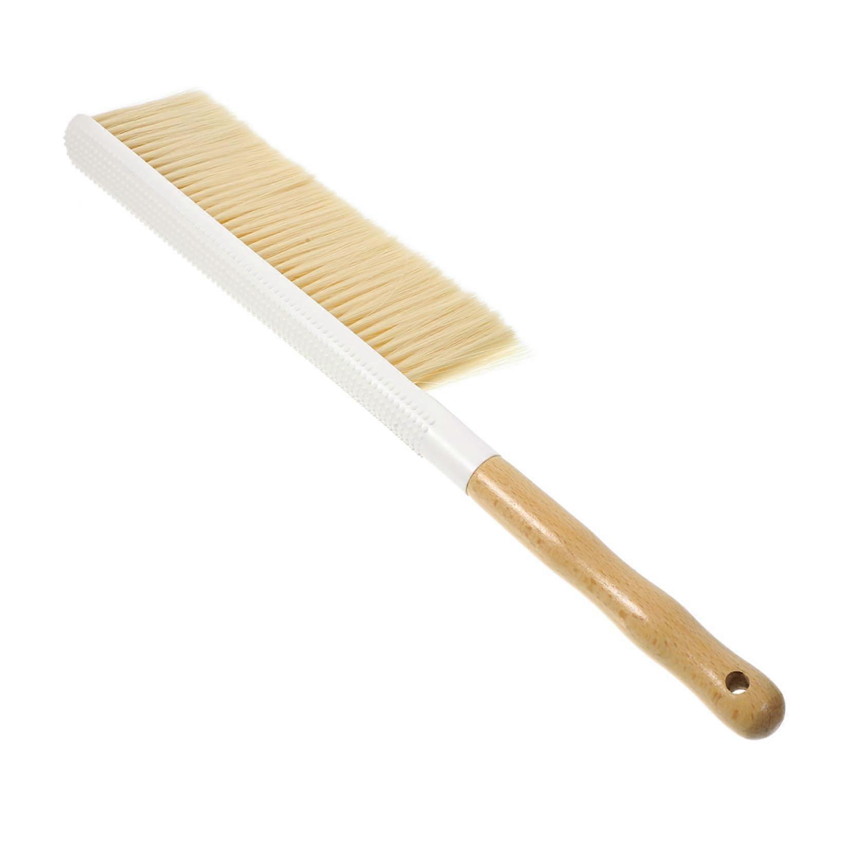 Wooden Hand Broom with Long Handle Soft Bristles for Sofa, Bed, Carpet, Grooves and Corners