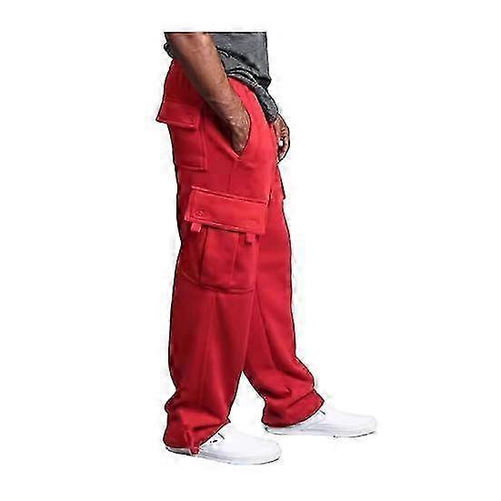 Multi-Pocket Sweatpants for Men with Drawstring Waist and Wide Leg Design