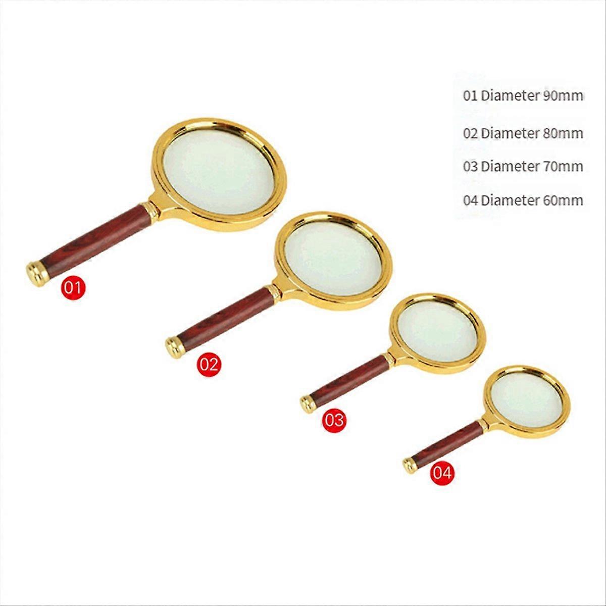 Handheld Magnifier 60/70/80/90mm Lens Magnifier Suitable for Science, Elderly Reading, Checking Maps