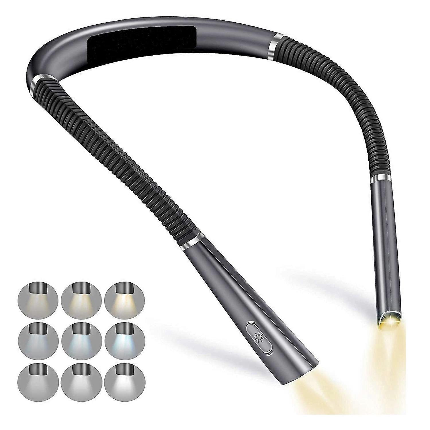 LED Neck Reading Lights, Rechargeable Book Light-Gray