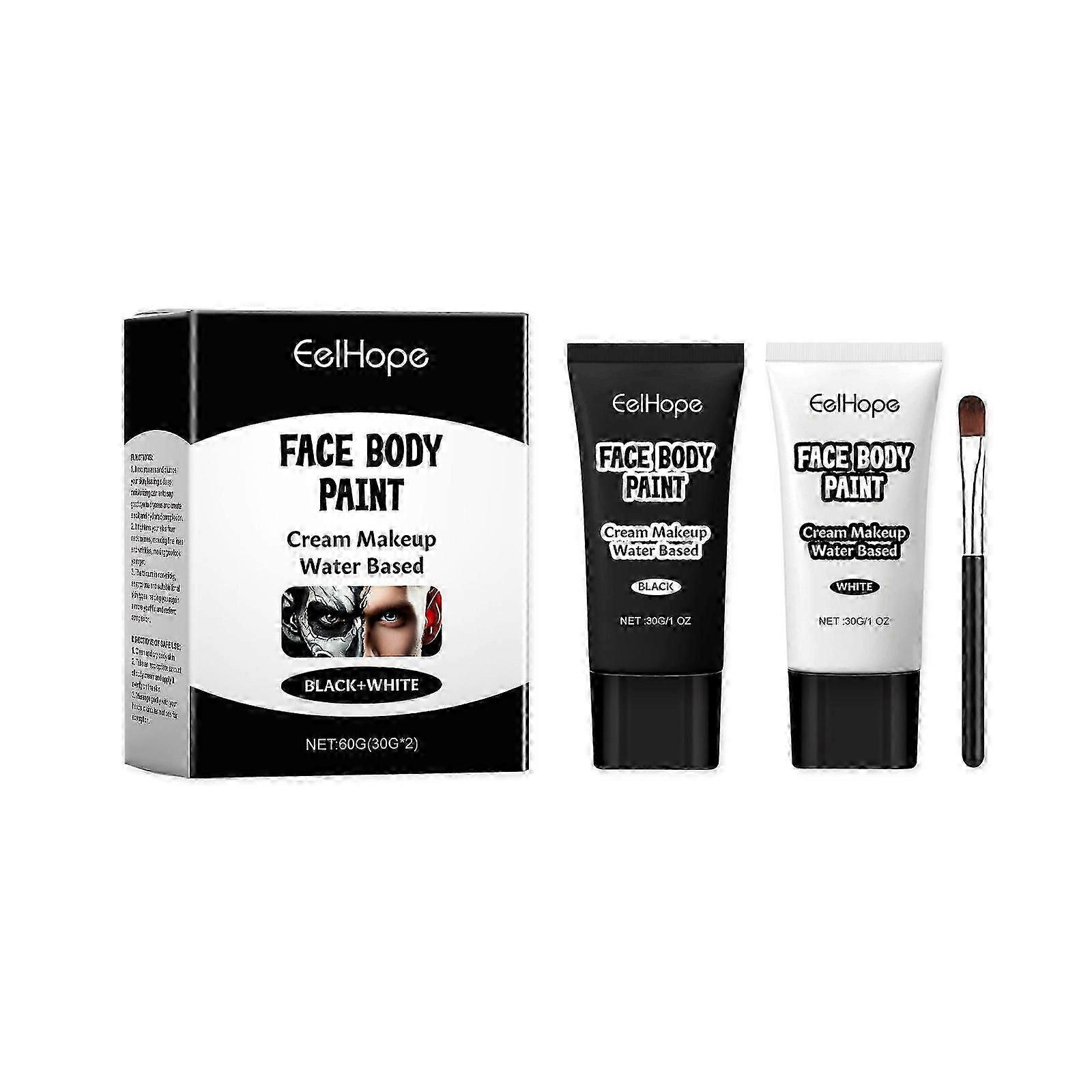 Halloween Black  White Foundation Cream  Easy Clown Makeup, Smooth Coverage, LongLasting