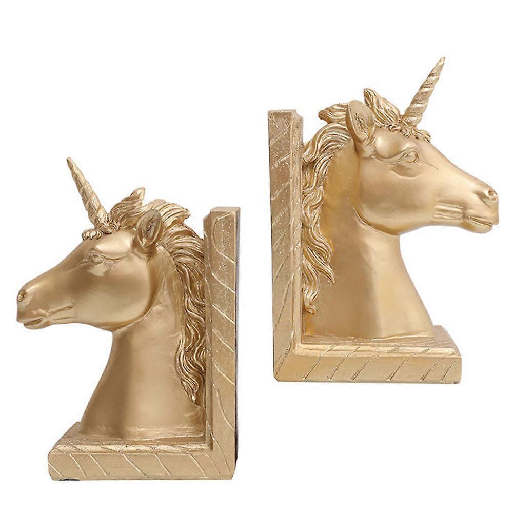 Elegant Shaped Resin Bookends For Book Holding At Home Or Office In Golden Color 1 Pair