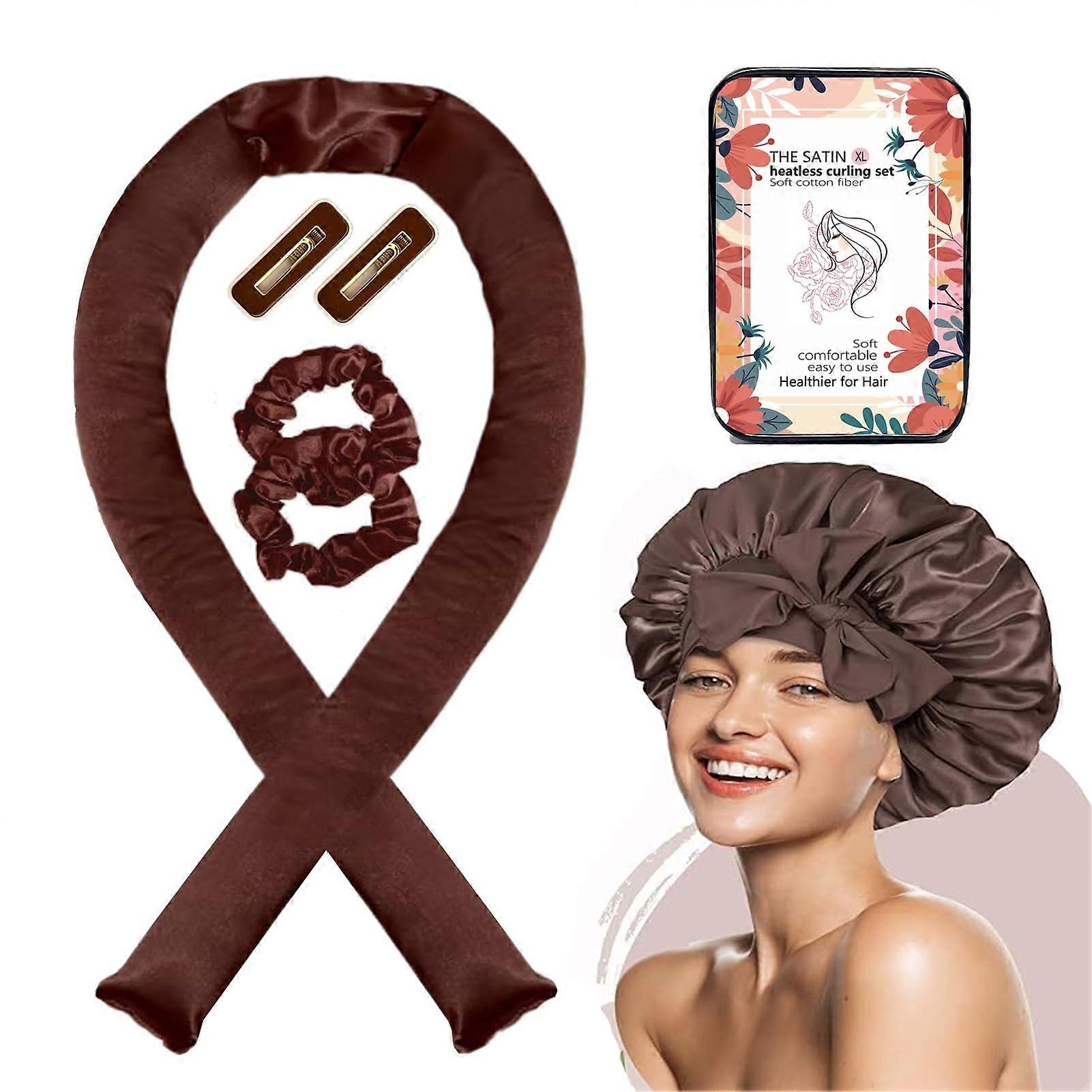 Heatless Hair Curler Set with Satin XL Rod and Overnight Rollers for Frizz Voluminous Waves