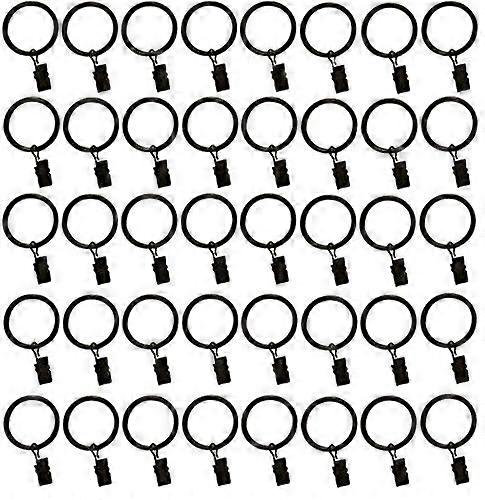 Set of 40 Large 2 Inch Metal Curtain Rings with Clips and Eyelets for Drapes and Curtains