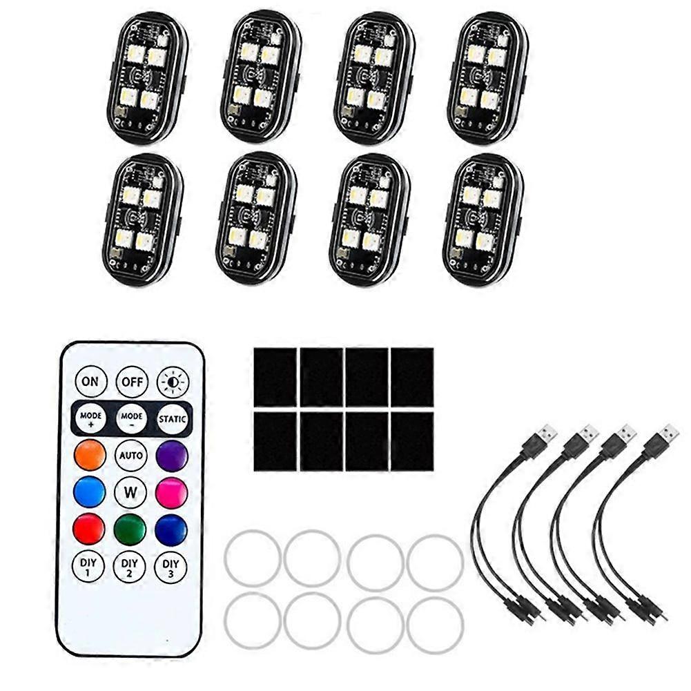 8PCS Wireless LED Strobe Lights with Remote Control, 350 MAh USB Rechargeable 8-Color High Brightness Waterproof