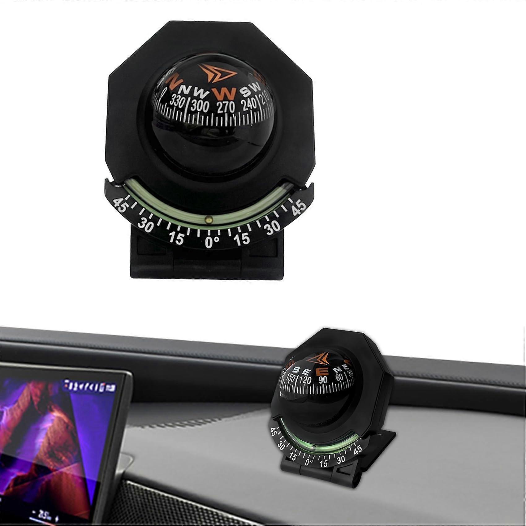 Car Dashboard Compass with 360° Rotating Luminous Display, Universal for Cars Trucks Boats